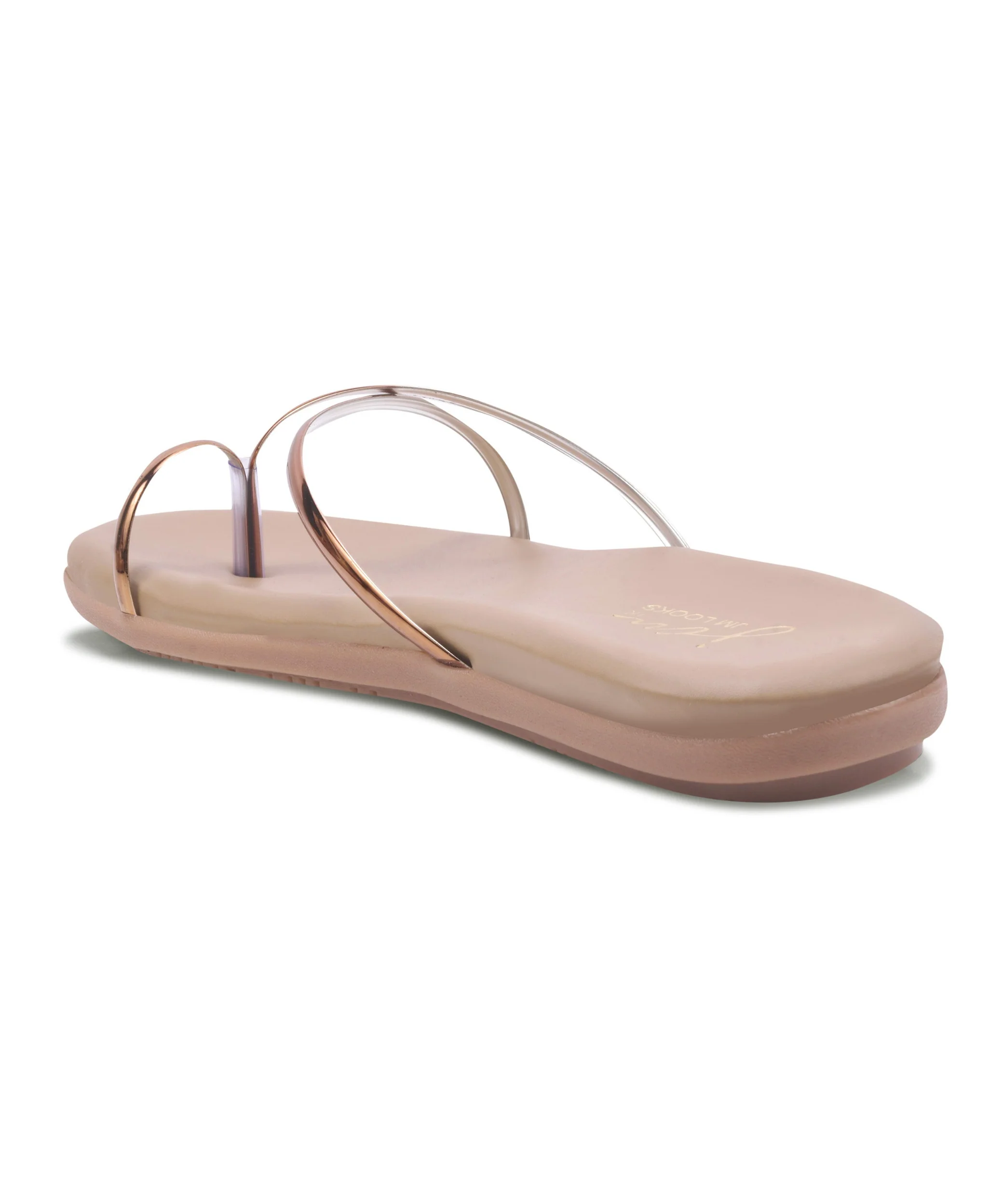 JM Looks Metallic Strap Flats Toe Ring Sandals - Image 6