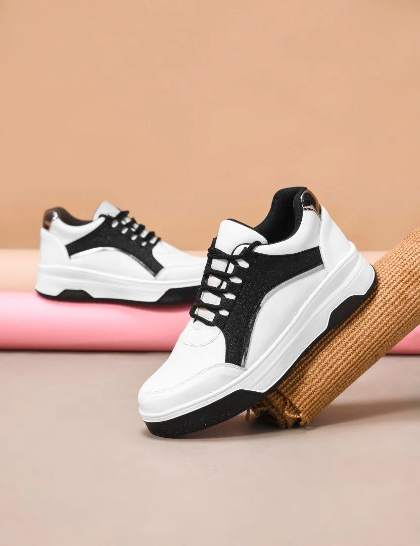 Jm Looks Glitter Panel Fashion Sneakers