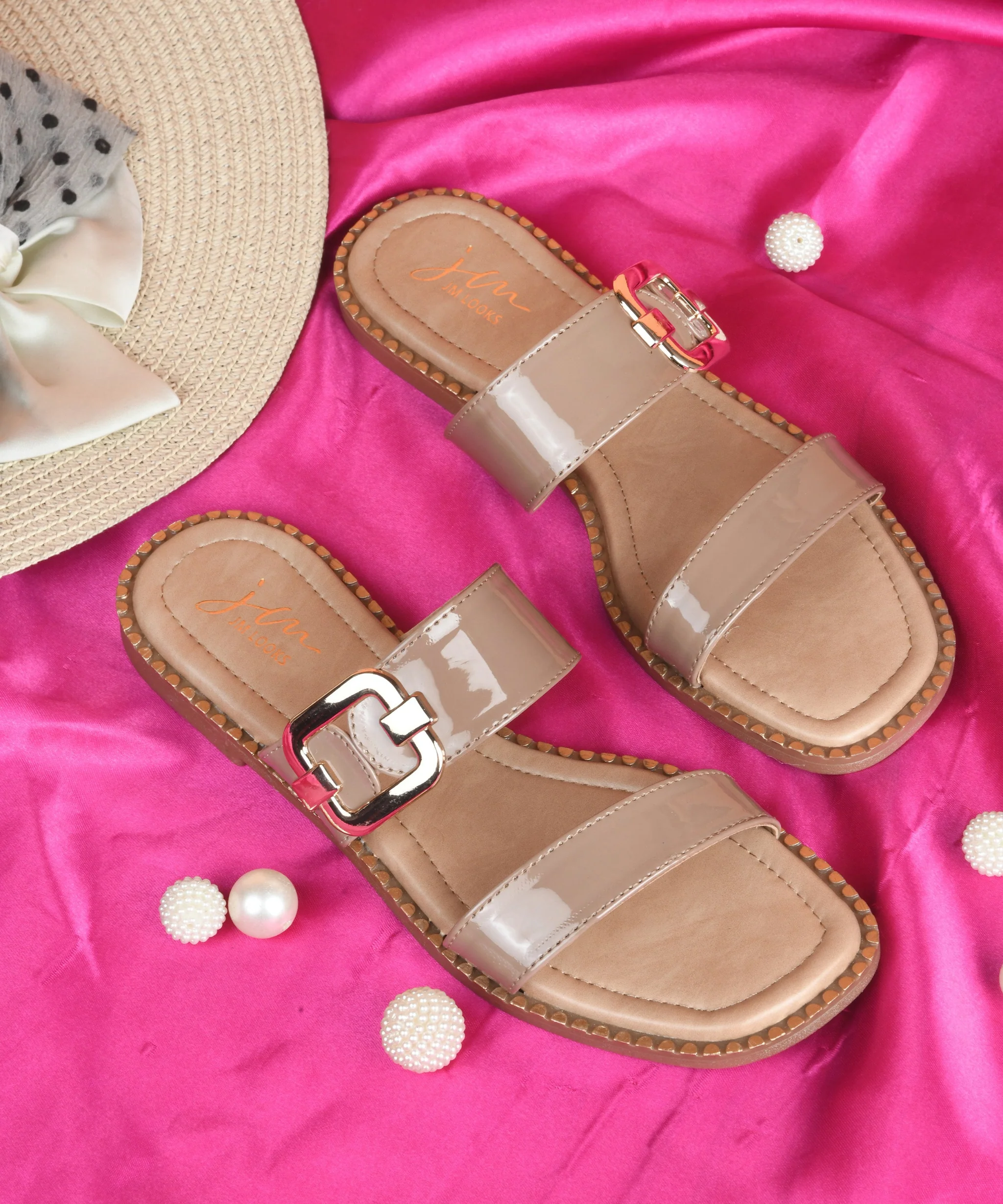 Minimal Flats Sandals with Double Buckle Strap