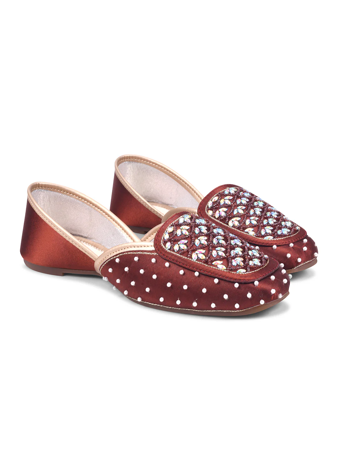 JM Looks Pearl Embellished Ethnic Juttis - Image 7