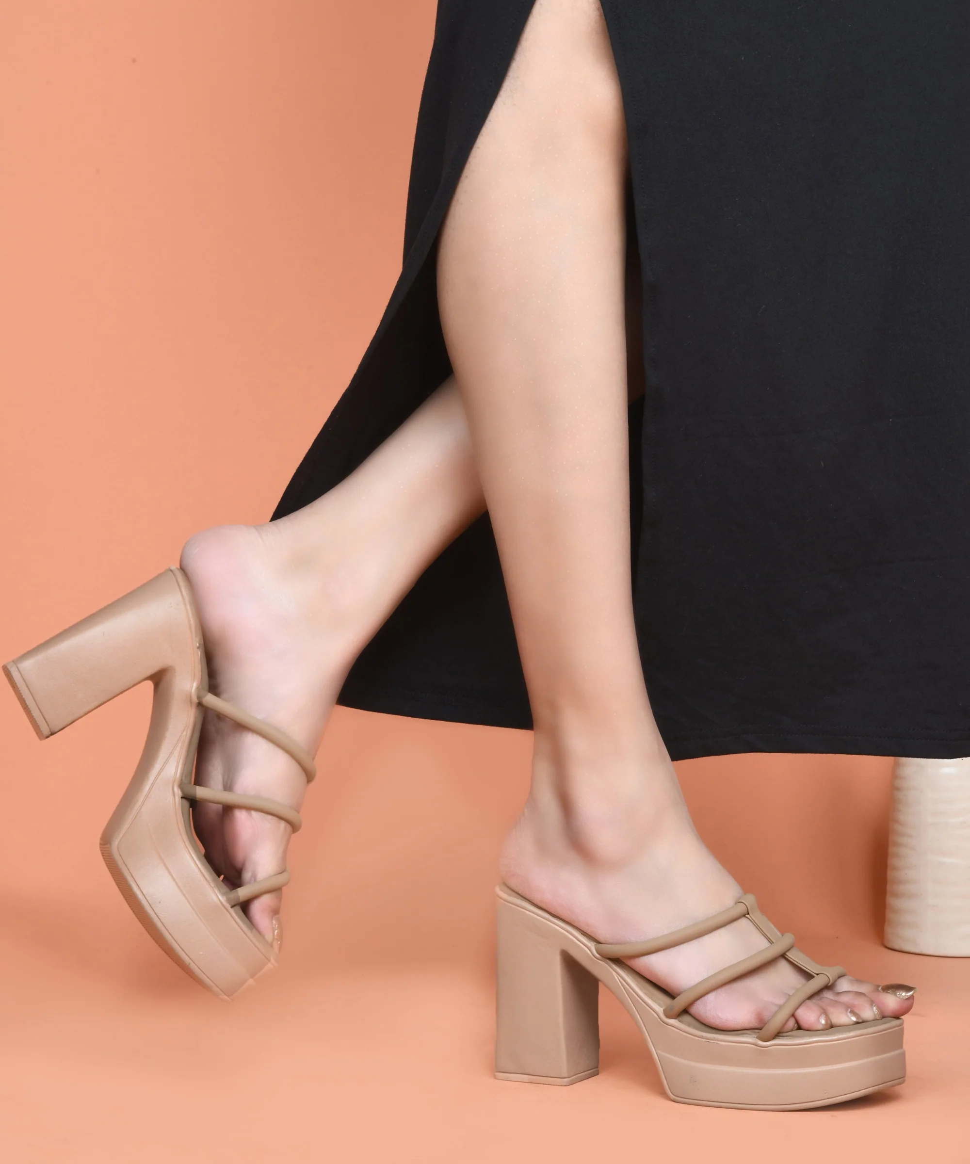Strappy Platform Heels for Women: Caged Block Heel Sandals - Image 3
