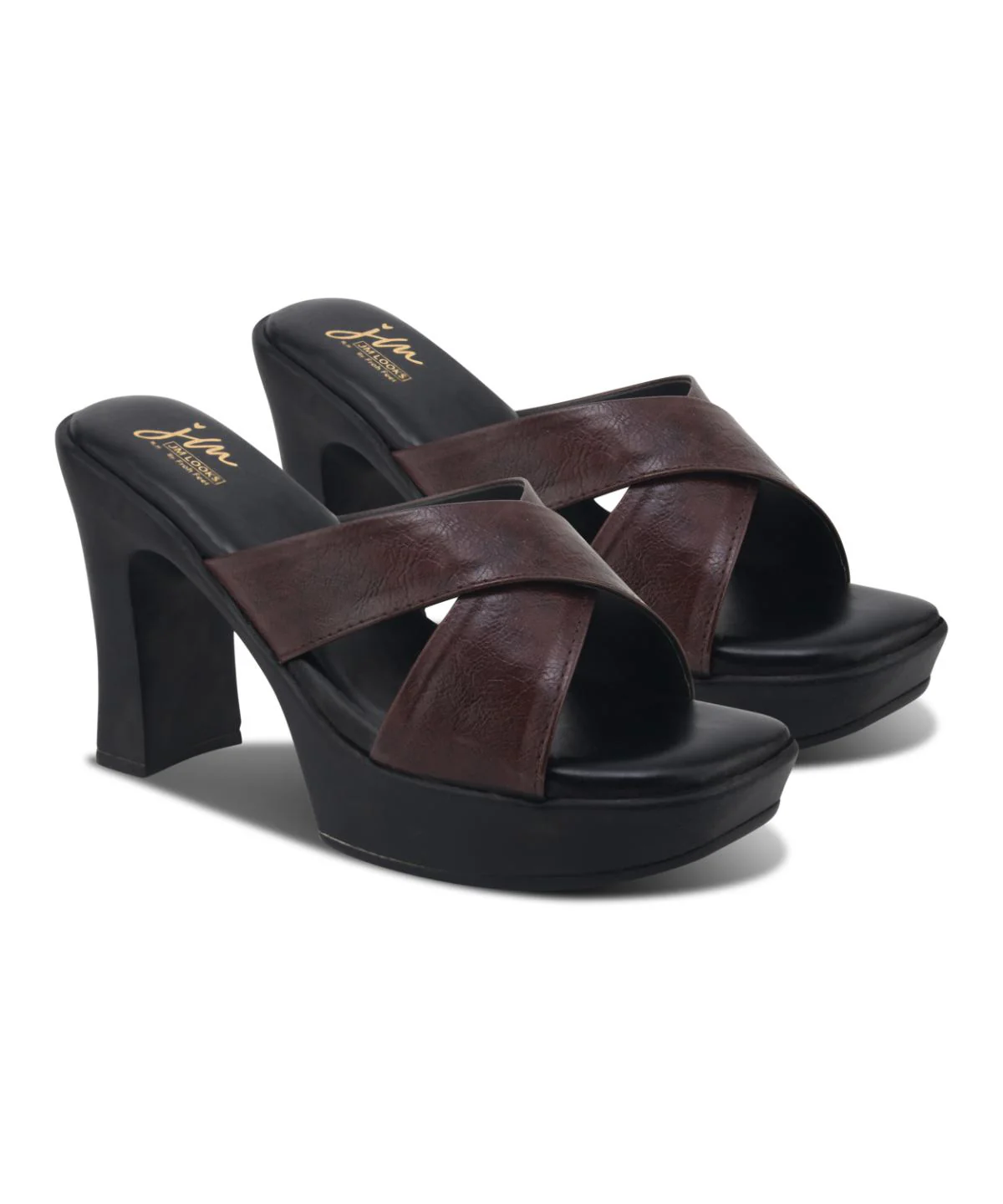 Modern Two-Tone Cross Strap Heeled Sandals - Image 18