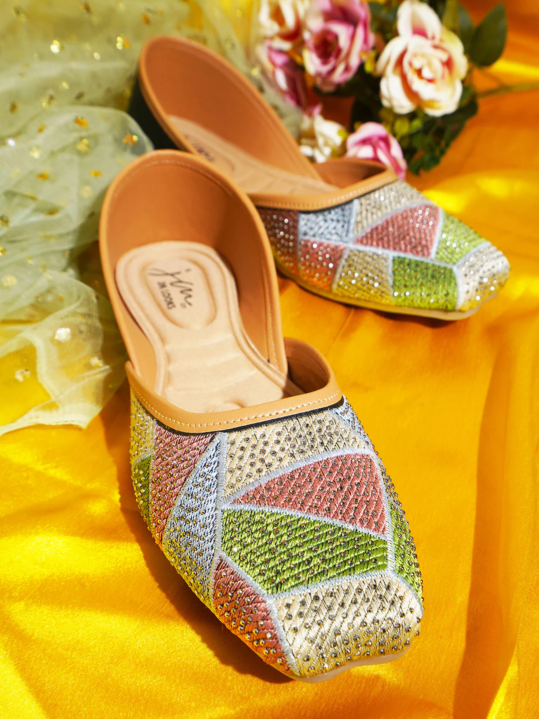 Jm Looks Embellished Geometric Pattern Juttis