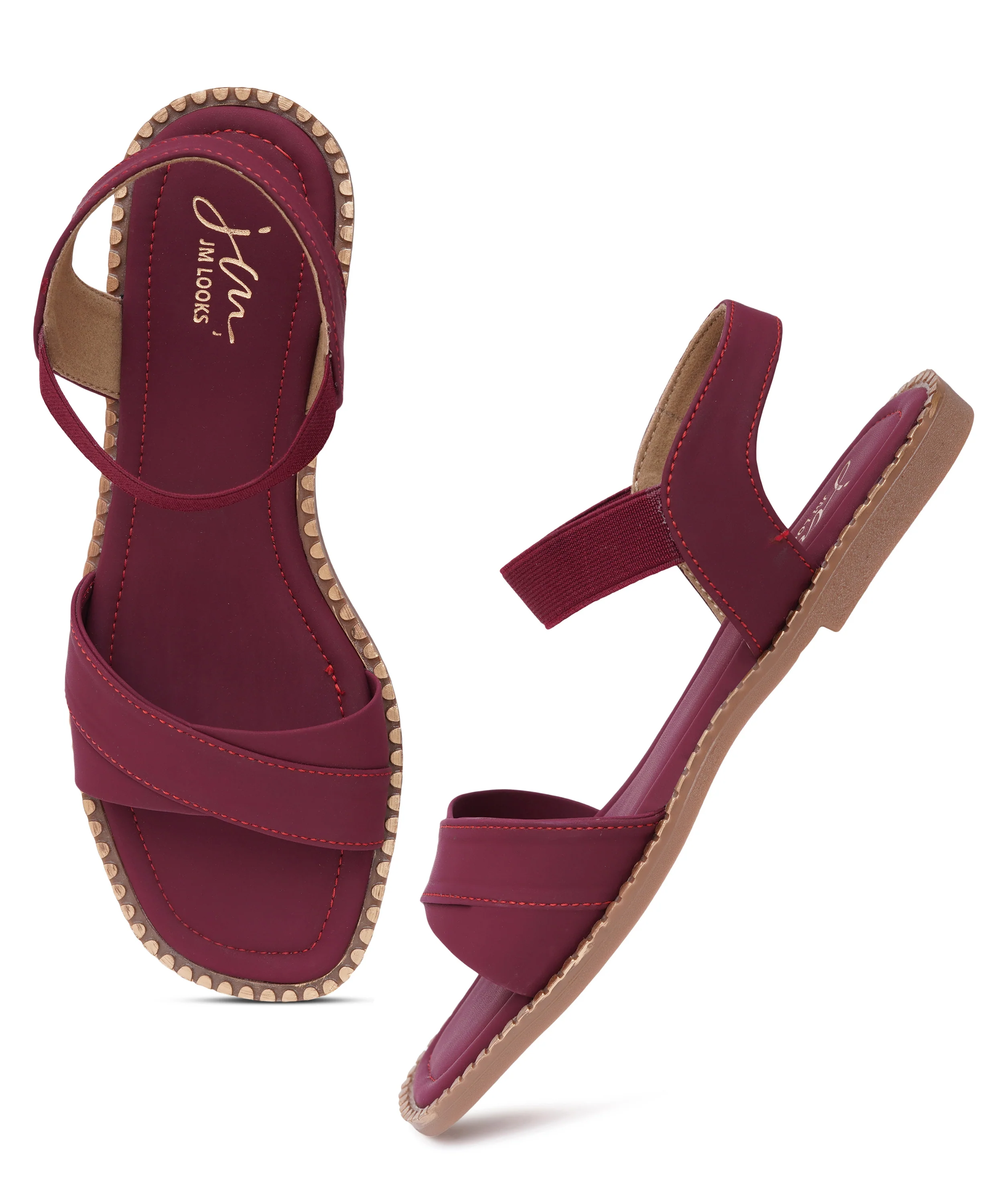 Open-Toe Cross Strap Sandals with Elastic Slingback - Image 5