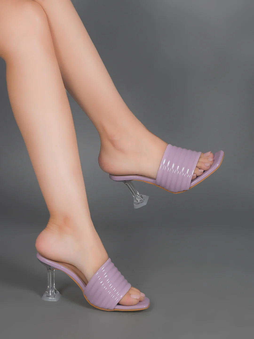 Transparent Kitten Heel Sandals With Open Square Toe For Women - Image 7