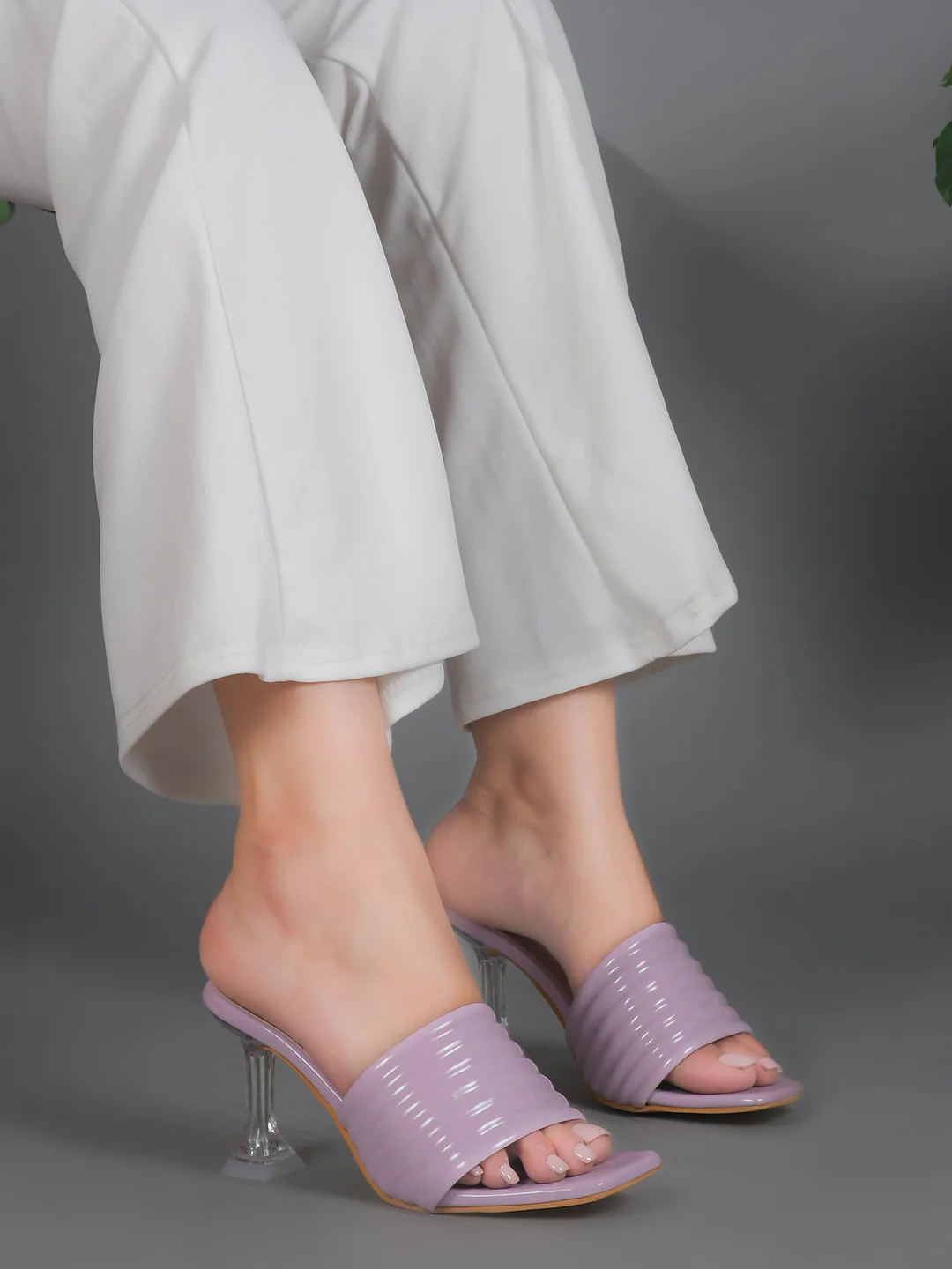Transparent Kitten Heel Sandals With Open Square Toe For Women - Image 9