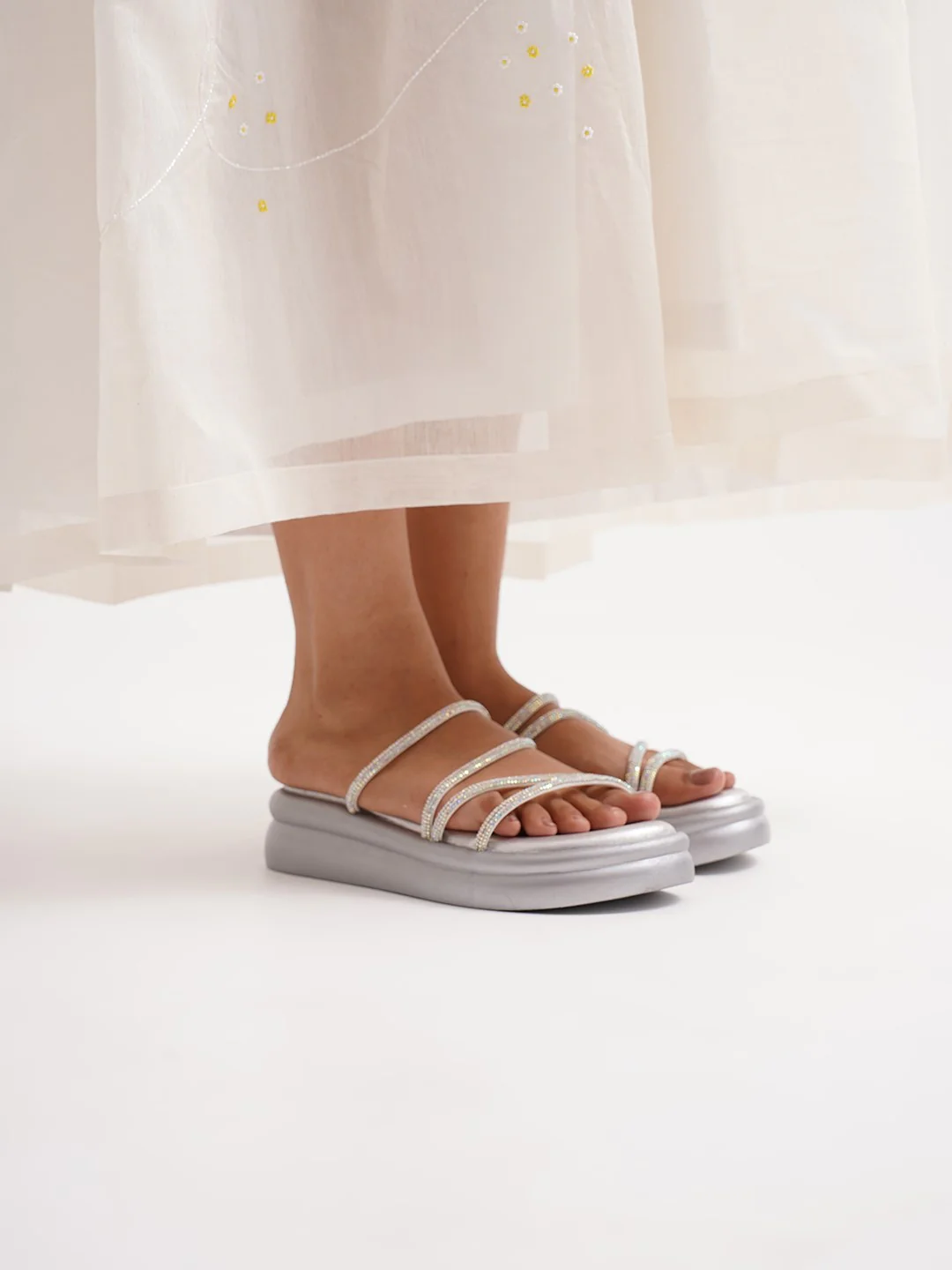 JM Looks Padded Sole Strappy Slip-On Sandals for Women