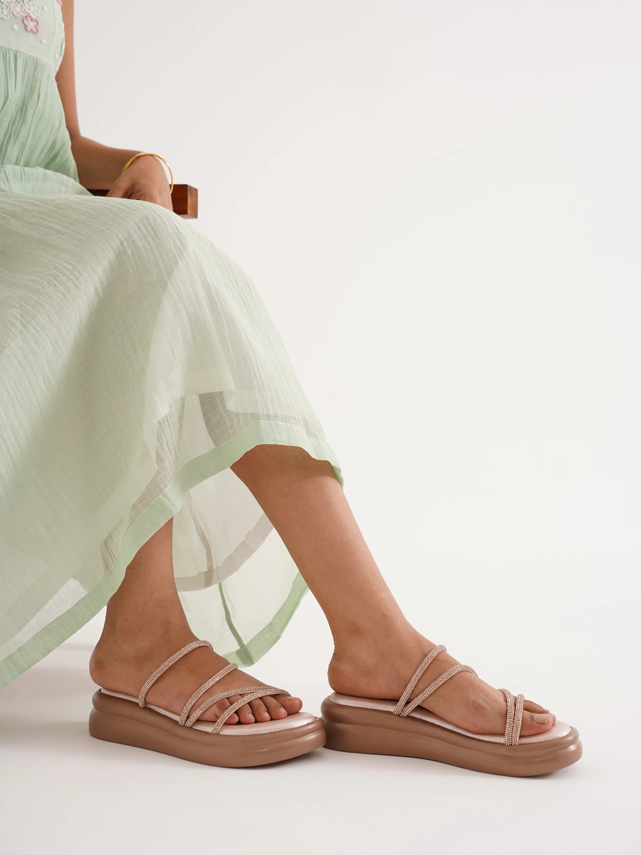 JM Looks Padded Sole Strappy Slip-On Sandals for Women - Image 17
