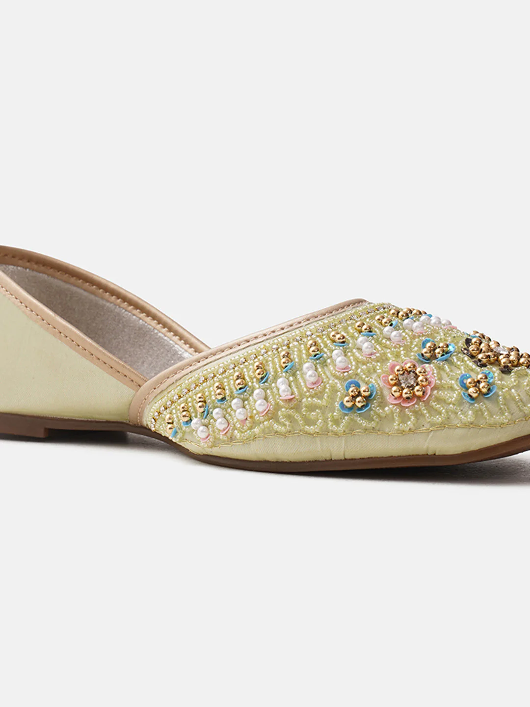 JM Looks Floral Embroidered Beaded Jutti - Image 13