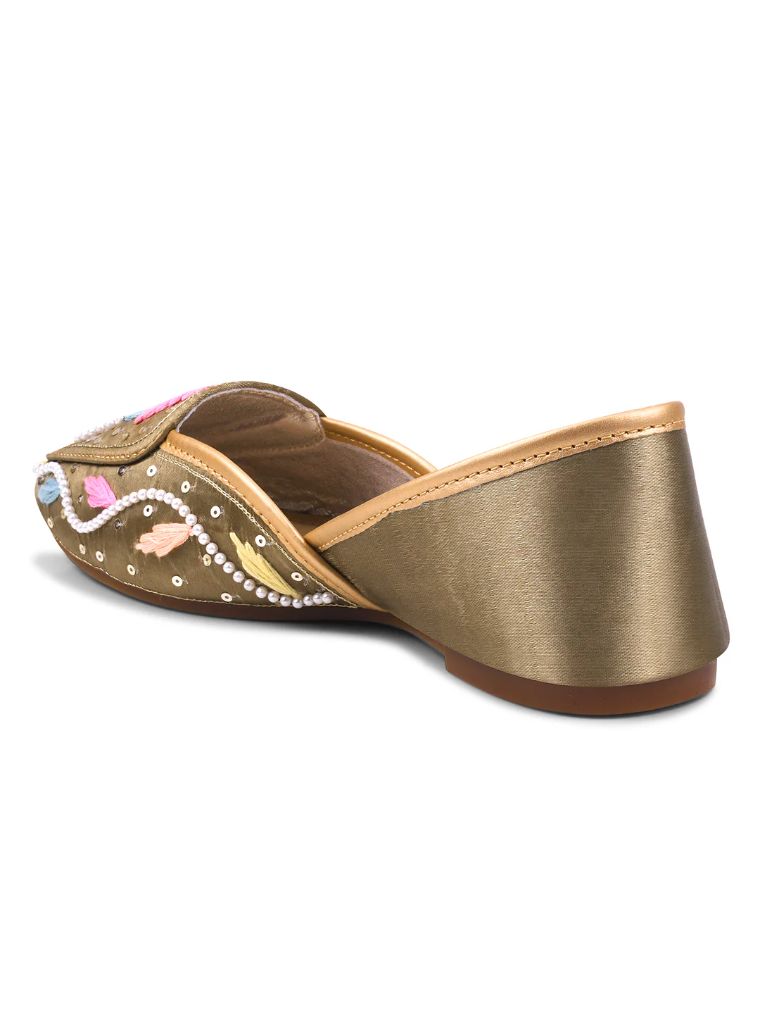 Jm Looks Pastel Embroidered Pearl Work Juttis - Image 15
