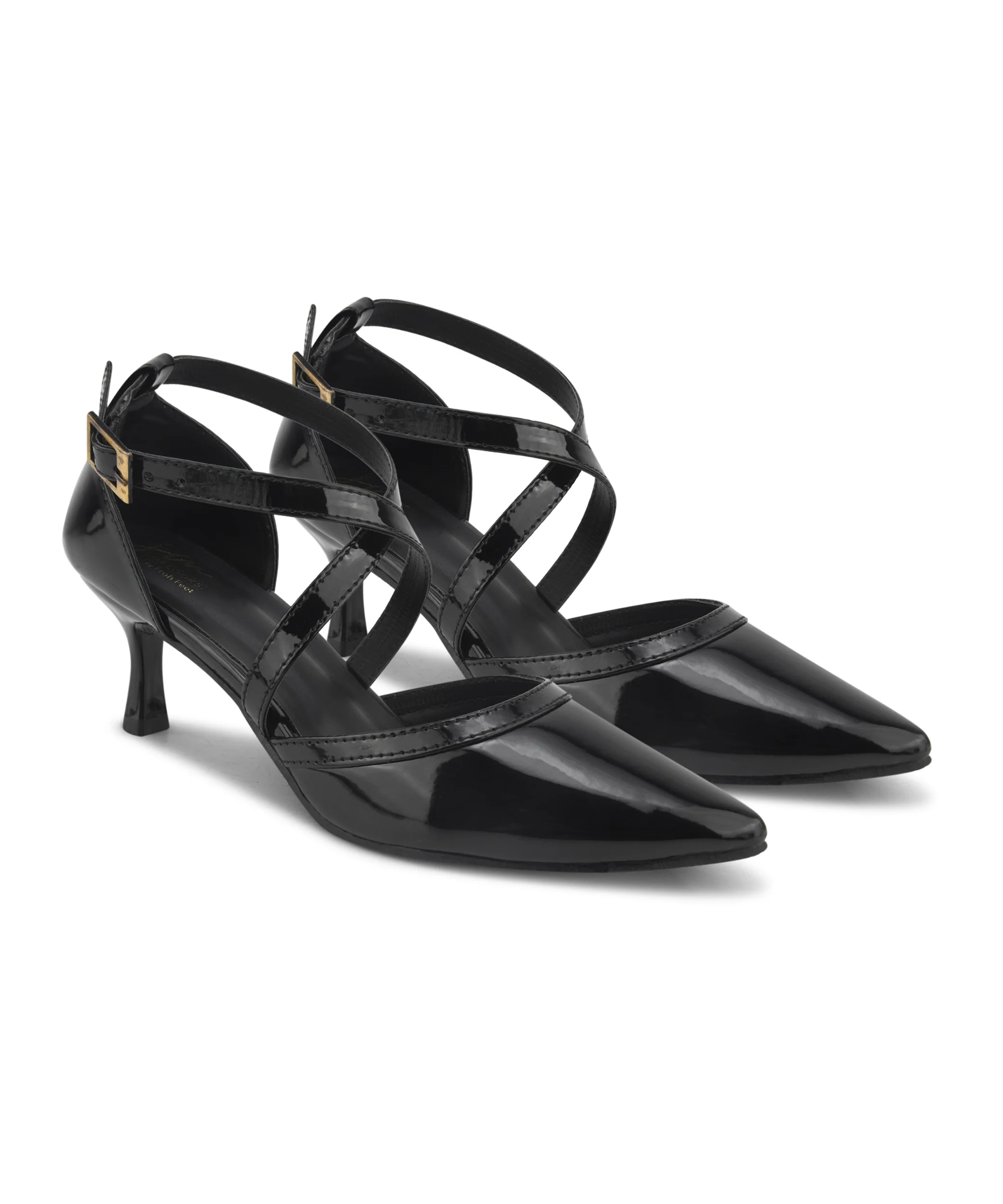 Pointed Toe Kitten Heels with Crisscross Ankle Strap Pumps for Women - Image 6
