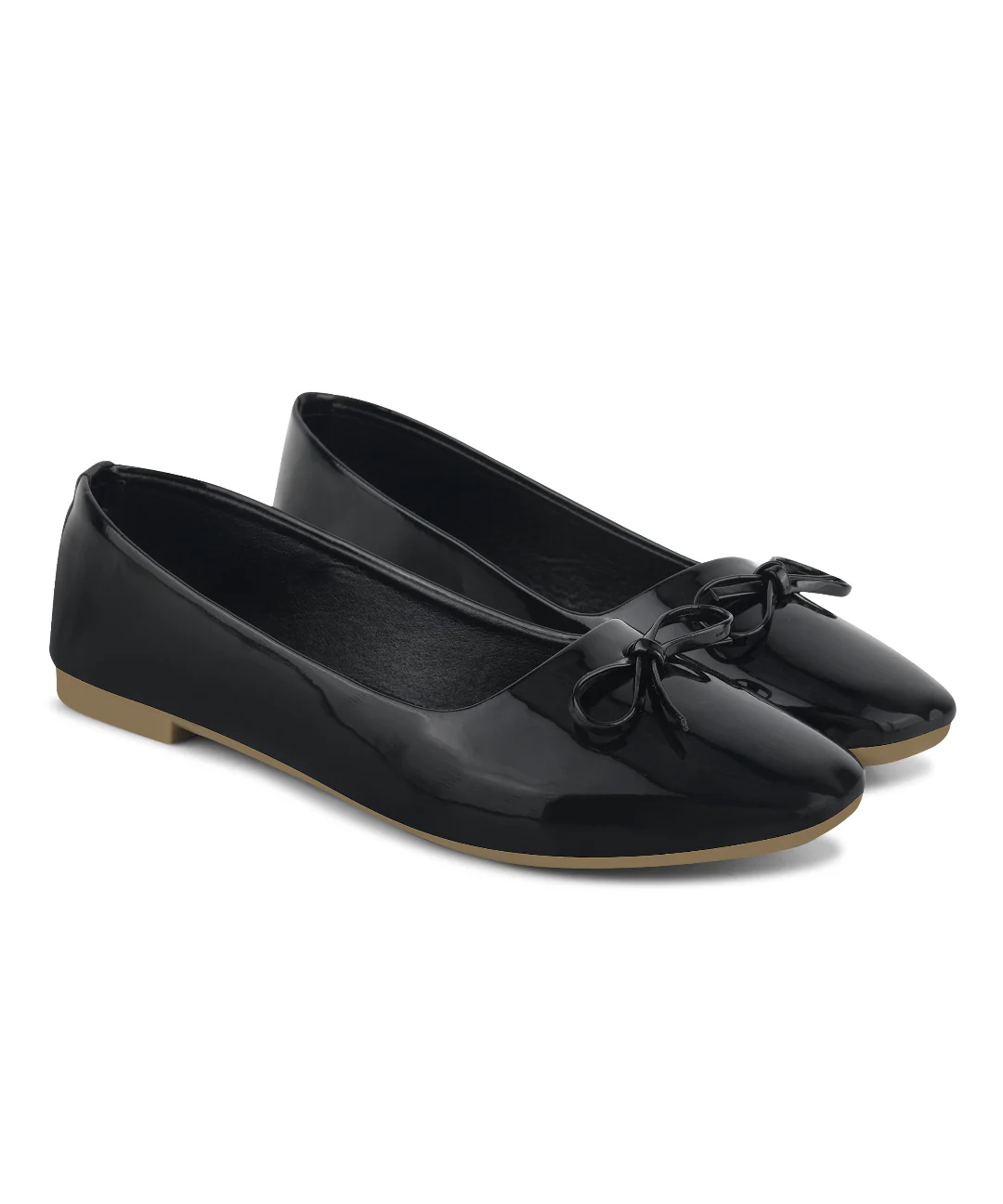 Women Patent Leather Ballet Pumps Shoes with Bow - Image 5