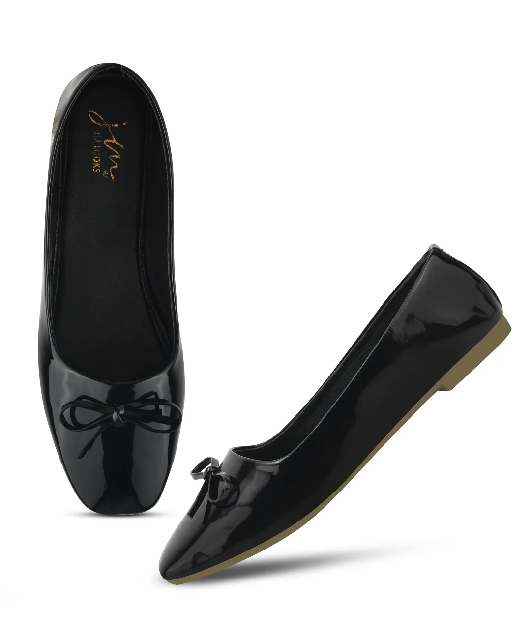 Women Patent Leather Ballet Pumps Shoes with Bow - Image 6