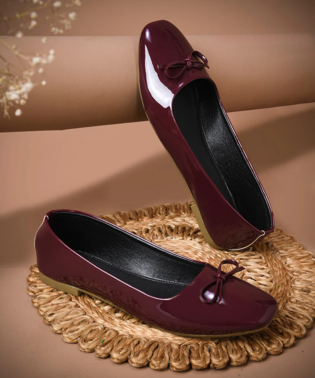 Women Patent Leather Ballet Pumps Shoes with Bow - Image 7