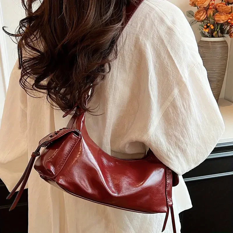 Patent Petite Hobo Shoulder Bag - Image 5