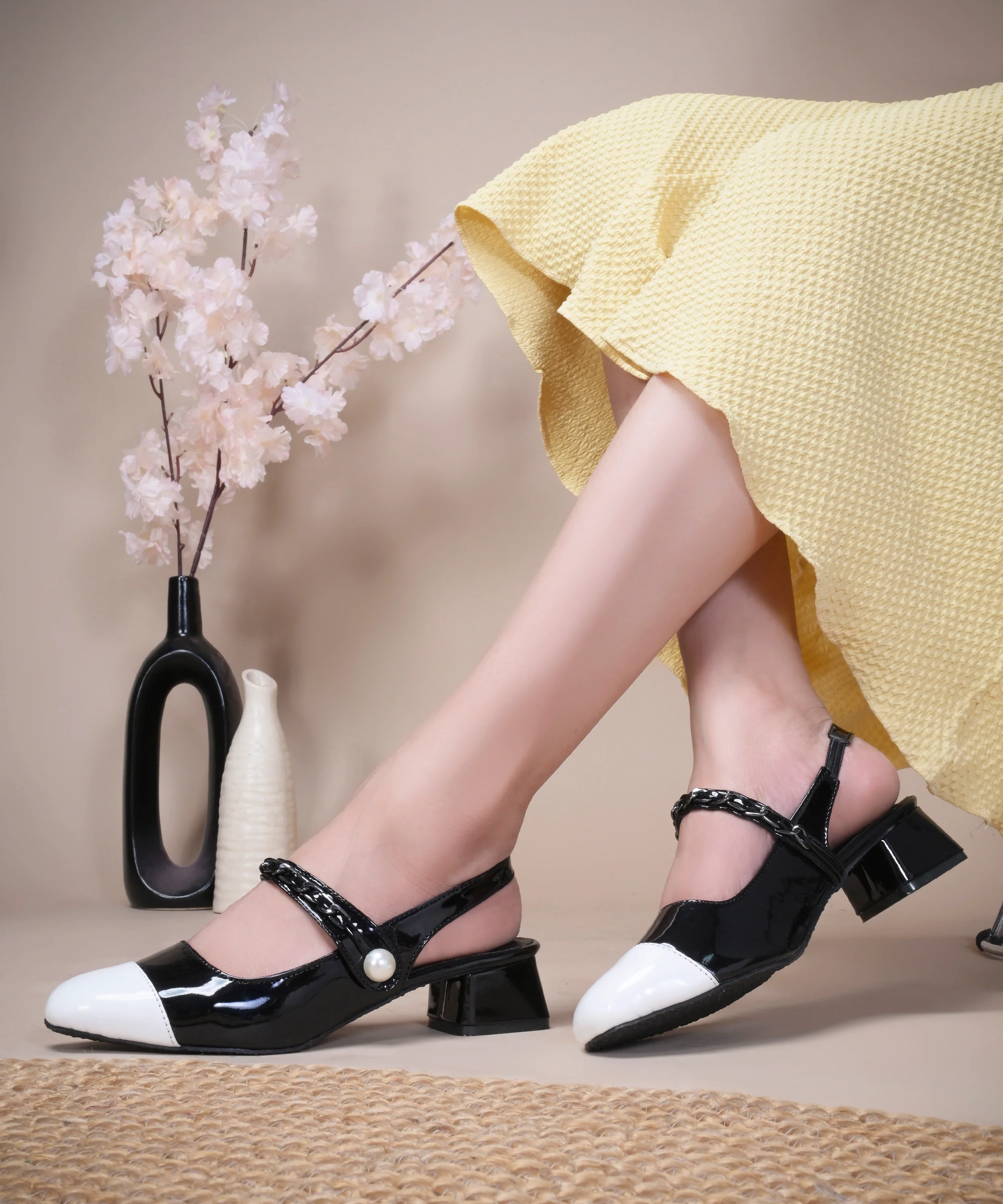 Pearl Chain Elegance Slingback Heels - Image 4