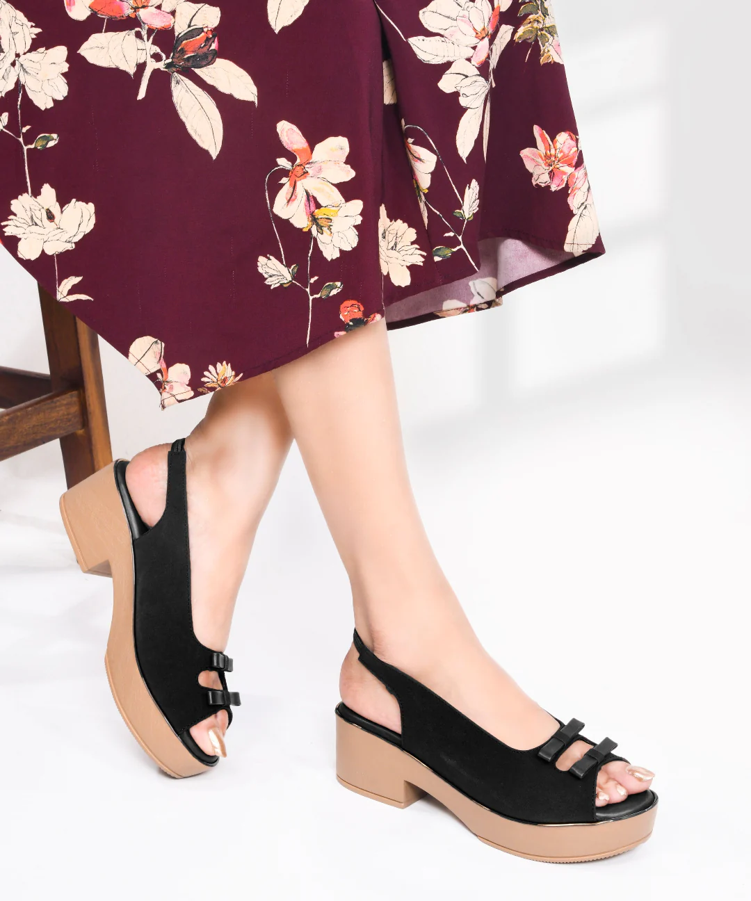 Women’s Peep Toe Platform Block Heel Sandals with Bow and Ankle Strap | Jm Looks - Image 8