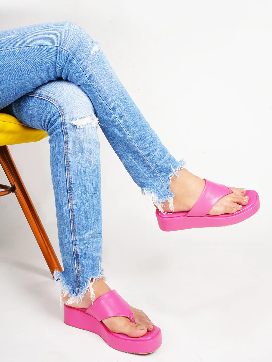 Women's Platform Thong Flatform Sandals with Cushioned Footbed and T-Strap - Image 6