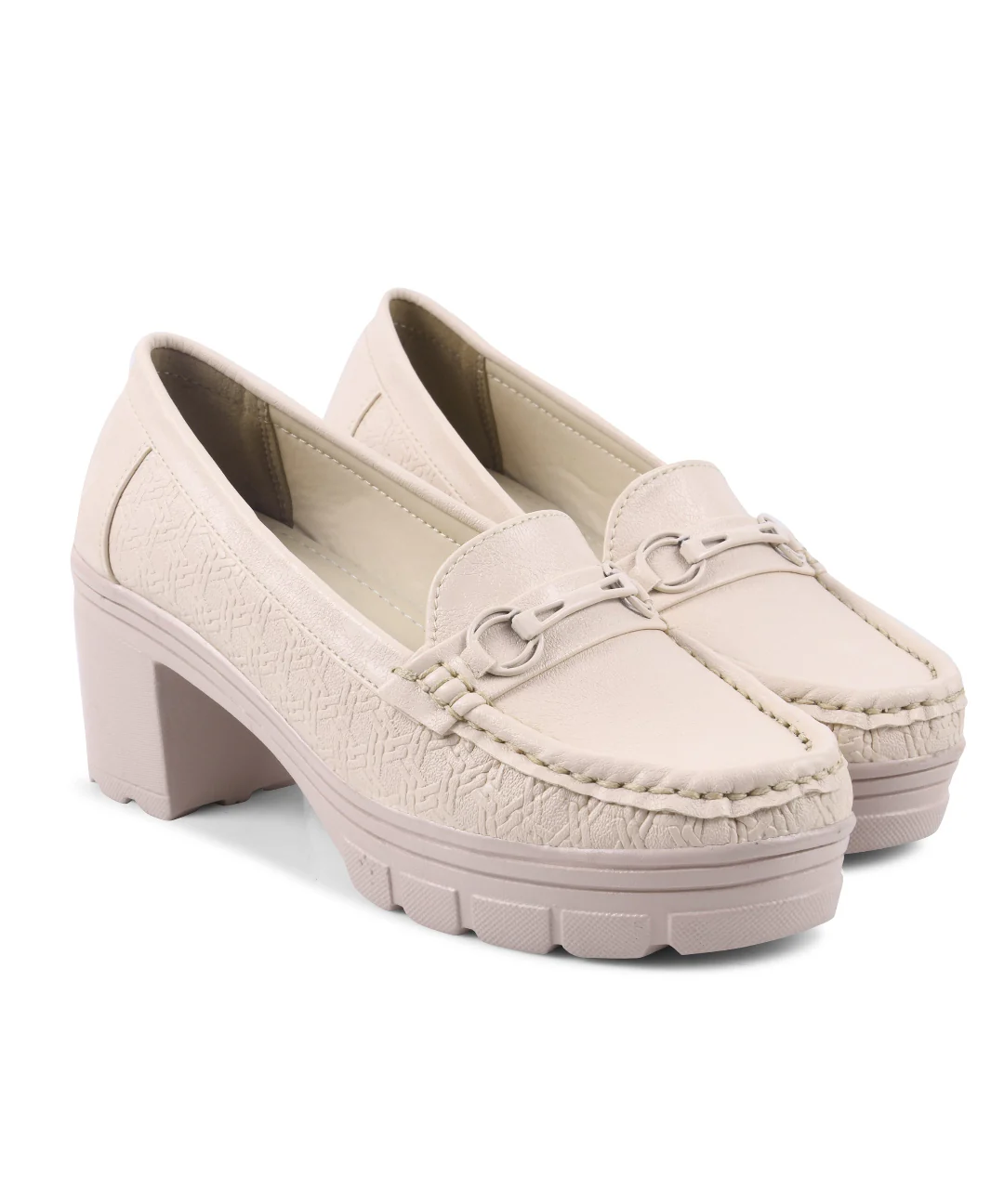 JM Looks Platform Heel Loafers with Moc-Toe Design - Image 12