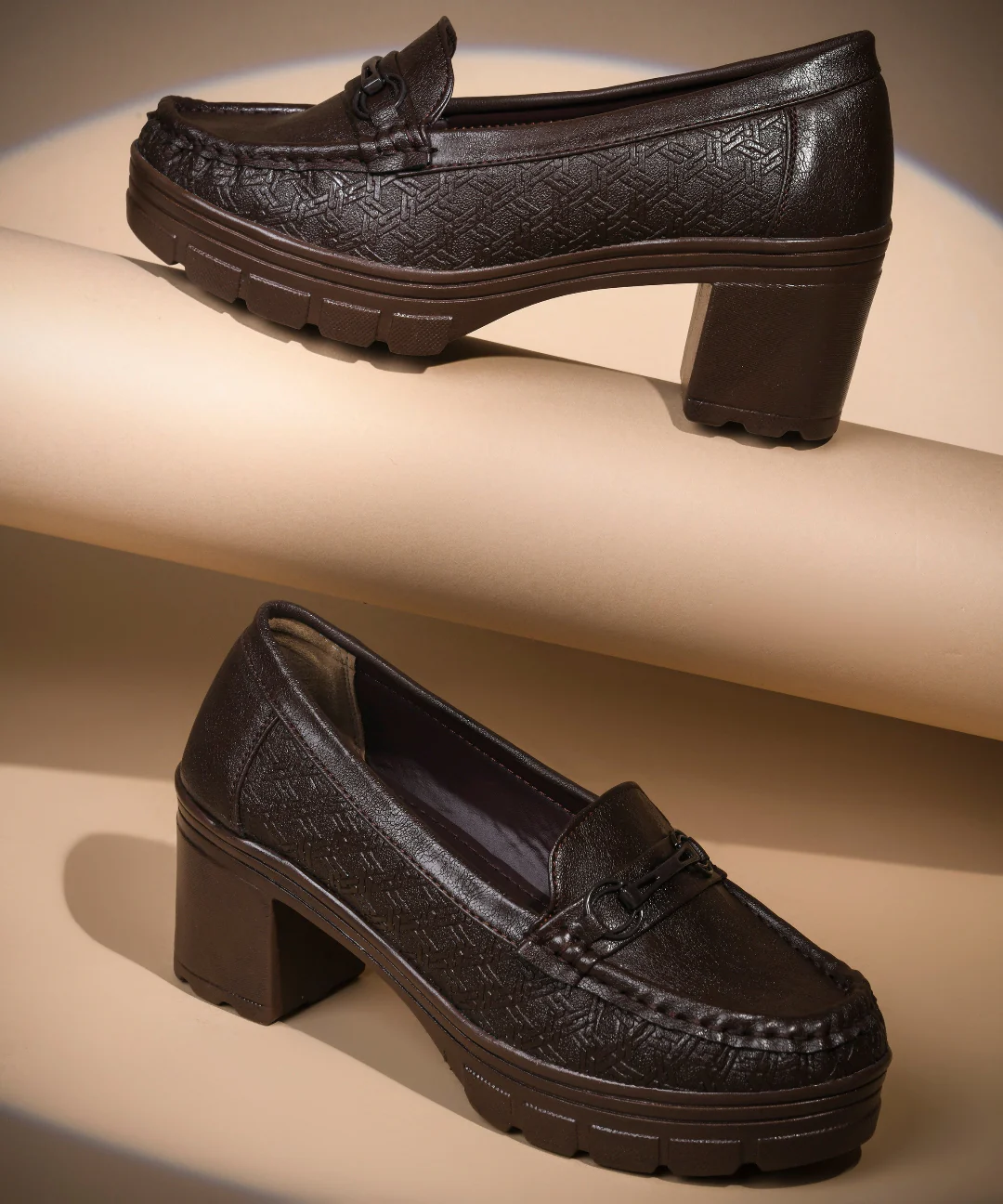 JM Looks Platform Heel Loafers with Moc-Toe Design - Image 13