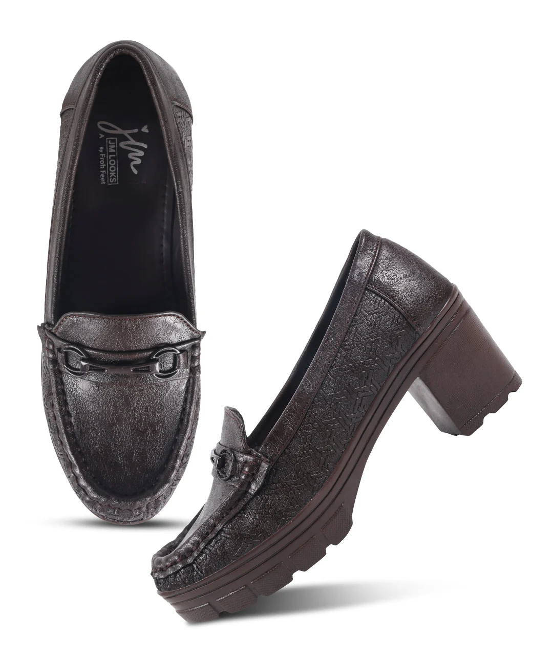 JM Looks Platform Heel Loafers with Moc-Toe Design - Image 17