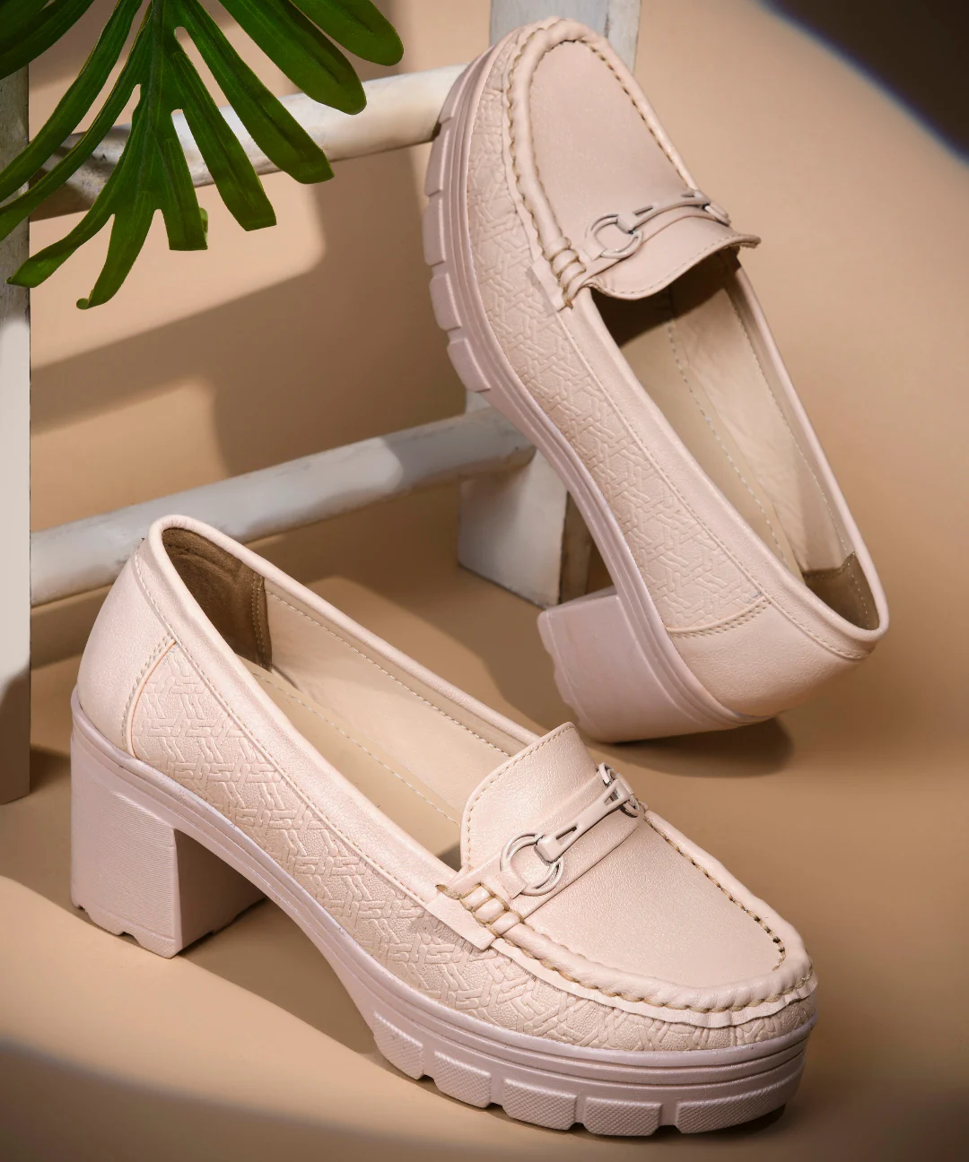 JM Looks Platform Heel Loafers with Moc-Toe Design - Image 7