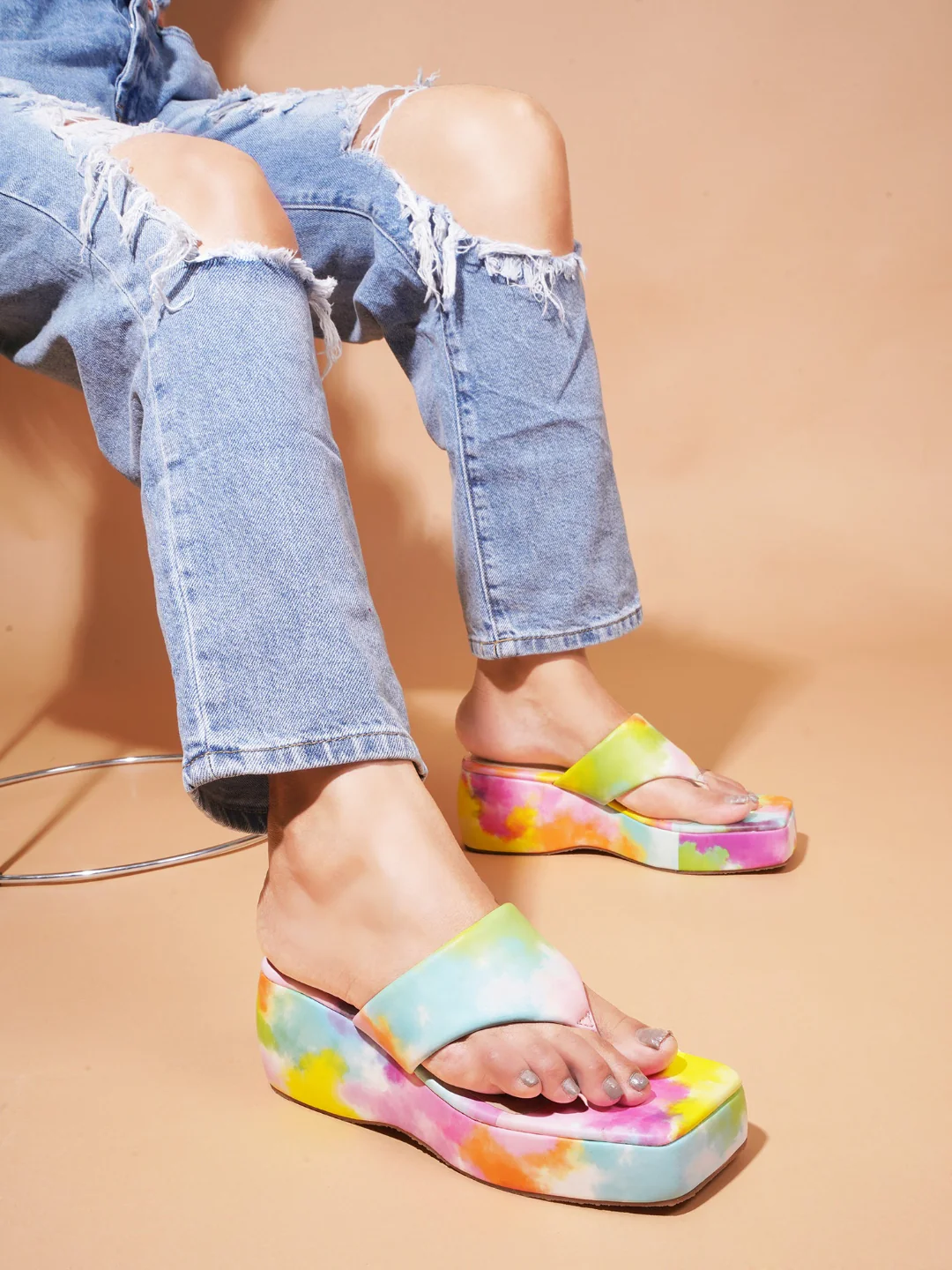 Platform Thong Wedge Sandals with Chunky Heel for Women - Image 10
