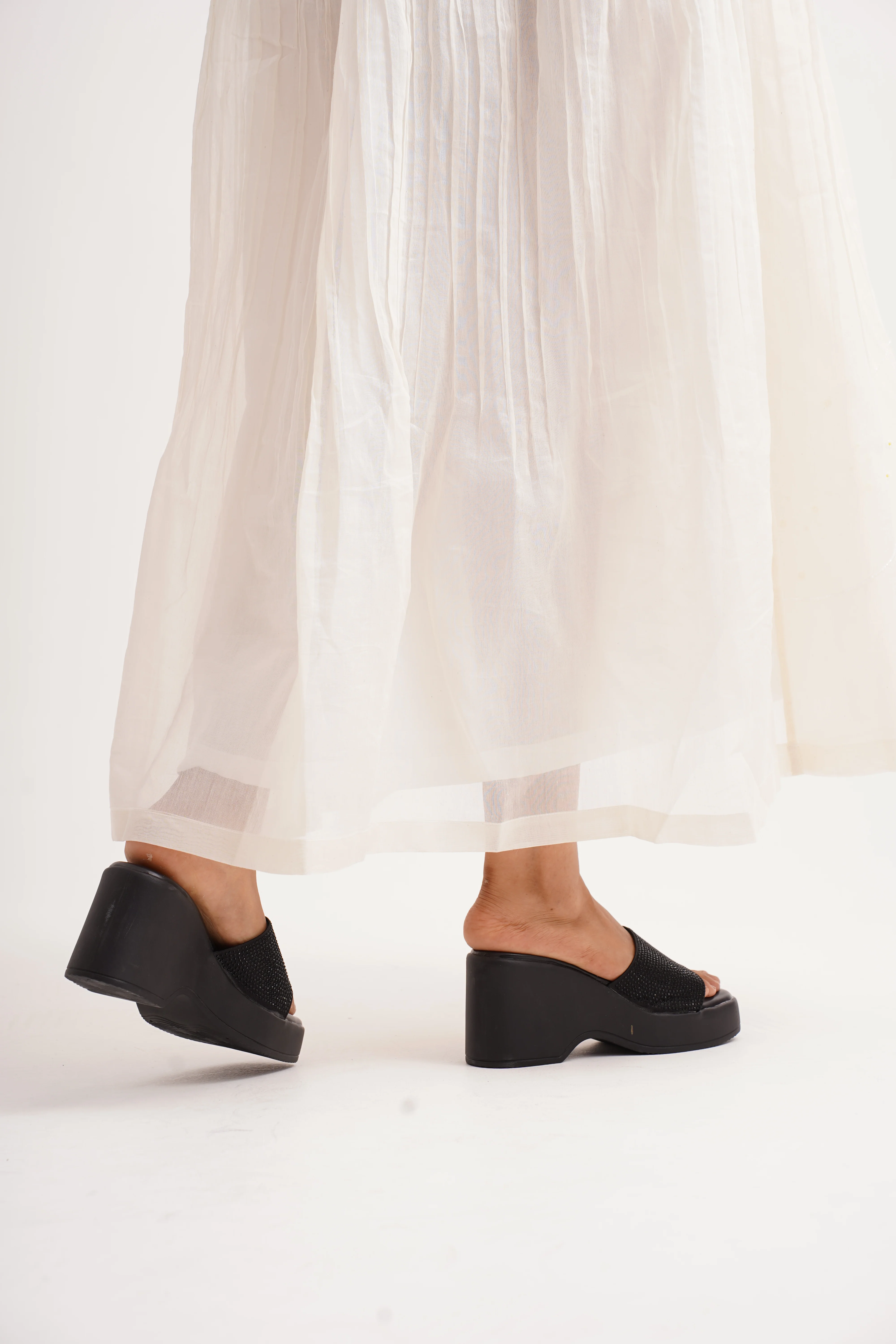 JM Looks Platform Wedges with Rhinestone Embellished Strap - Image 4