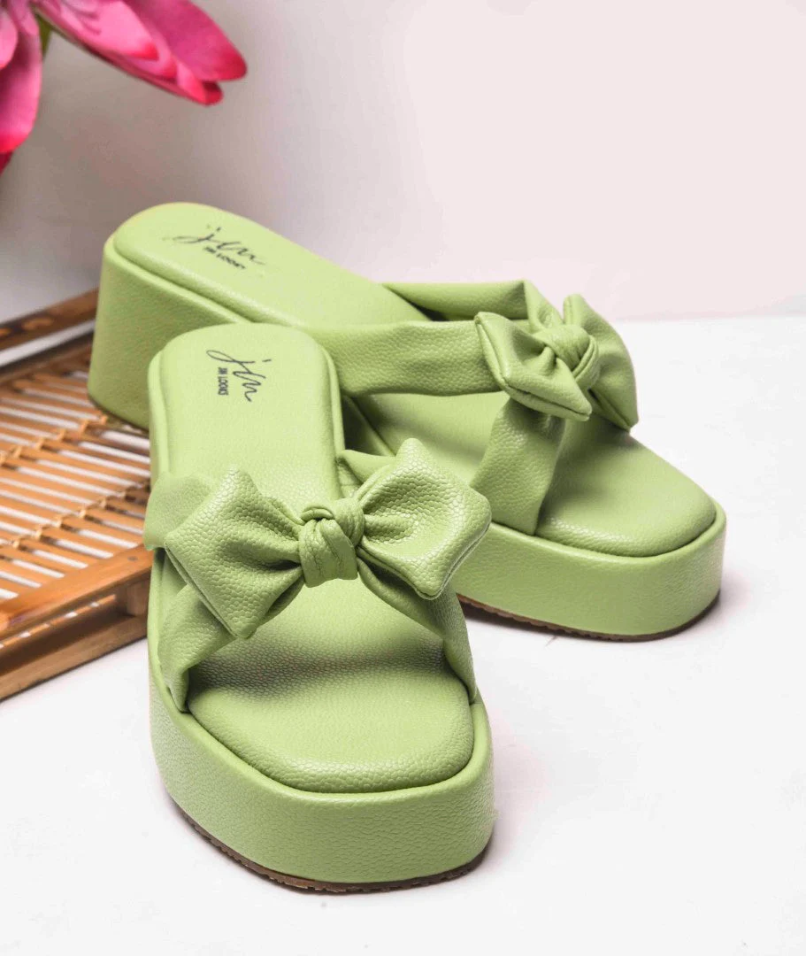 Jm Looks Chic Bow Platform Wedge Slides With Cushioned Footbed For Women