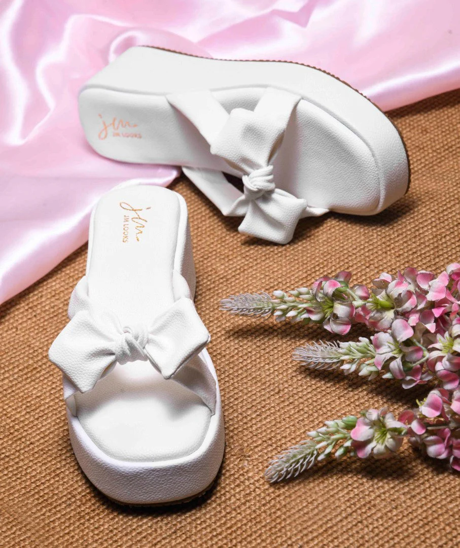 Jm Looks Chic Bow Platform Wedge Slides With Cushioned Footbed For Women - Image 19