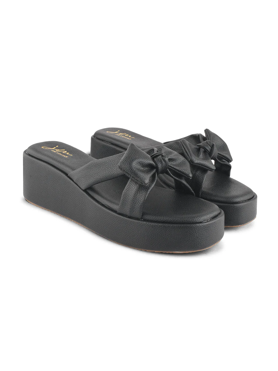 Jm Looks Chic Bow Platform Wedge Slides With Cushioned Footbed For Women - Image 6