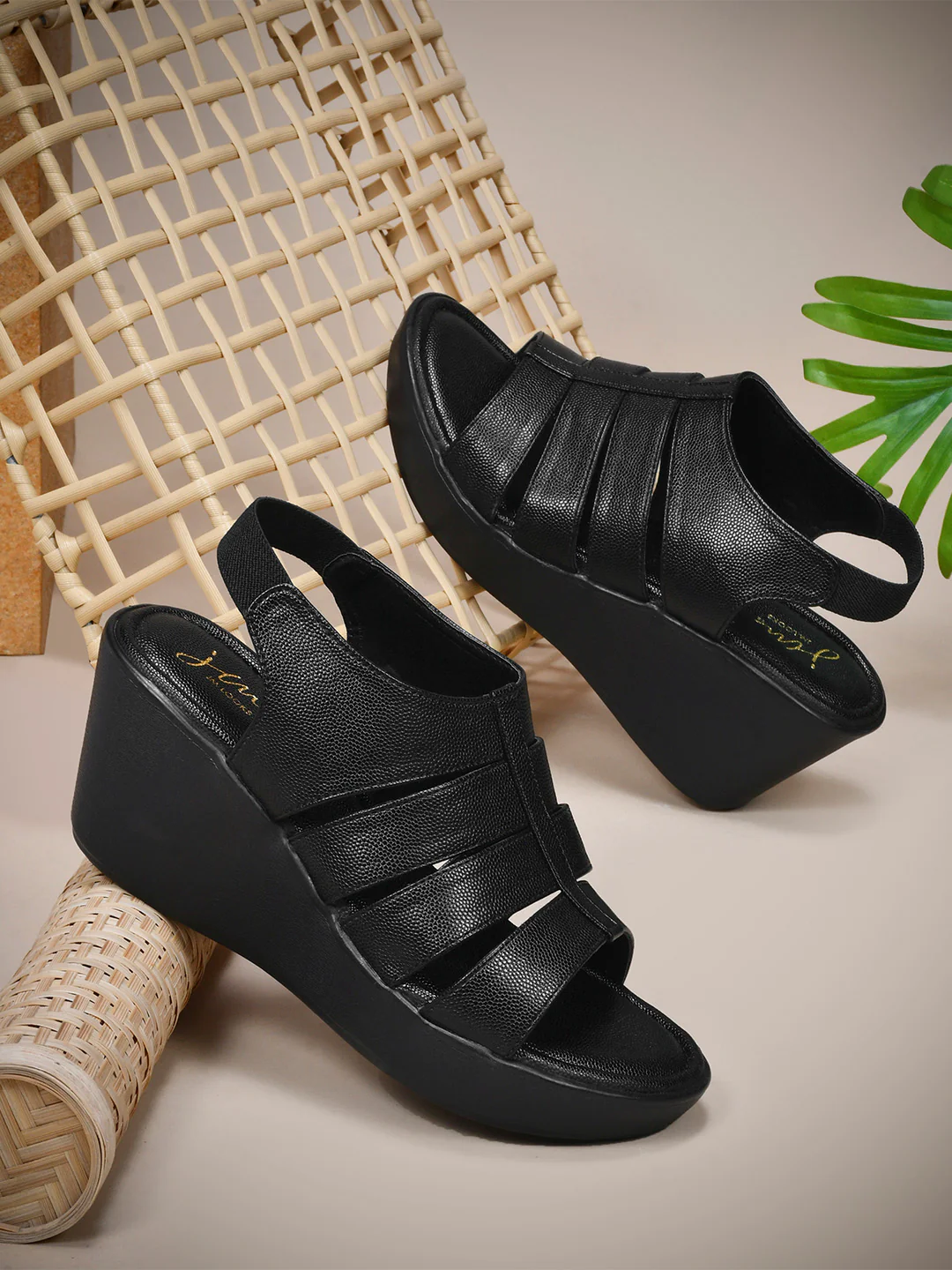 JM Looks Platform Wedge Sandals with Flexible Fit