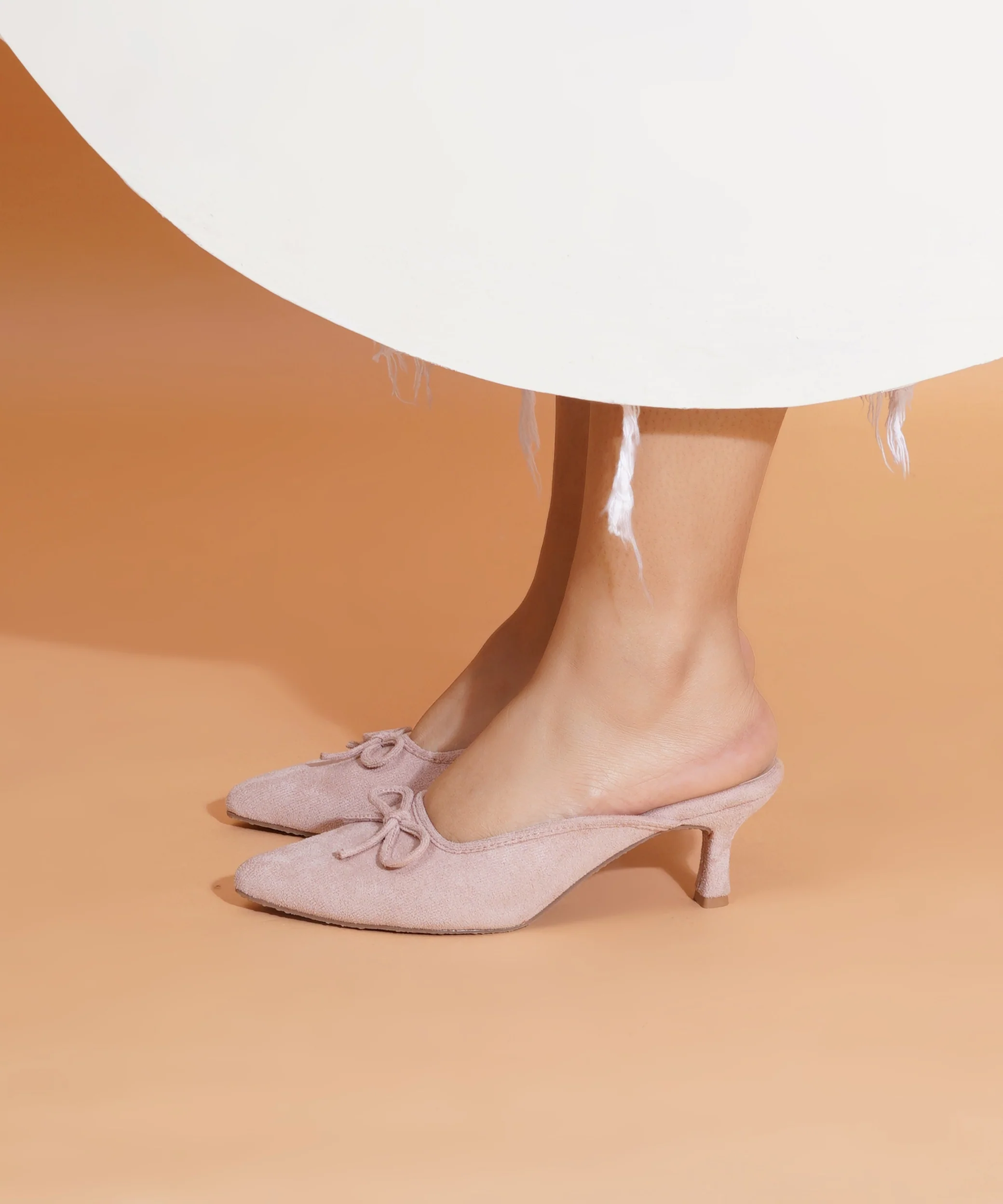 Pointed Toe Bow Kitten Heel Mules for Women Slip-On - Image 14