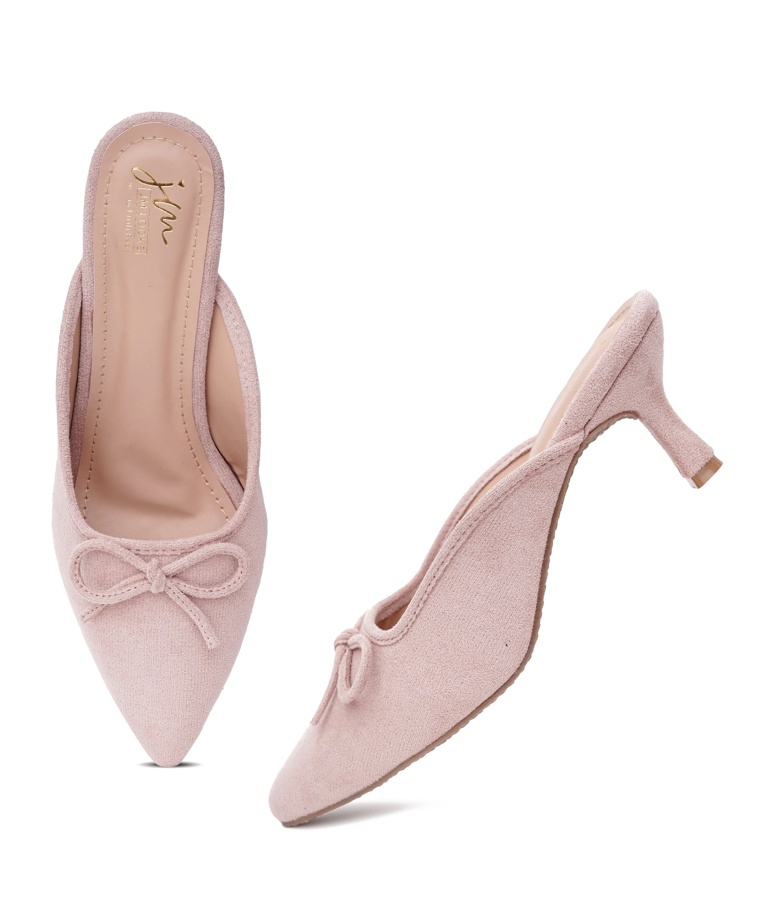 Pointed Toe Bow Kitten Heel Mules for Women Slip-On - Image 17