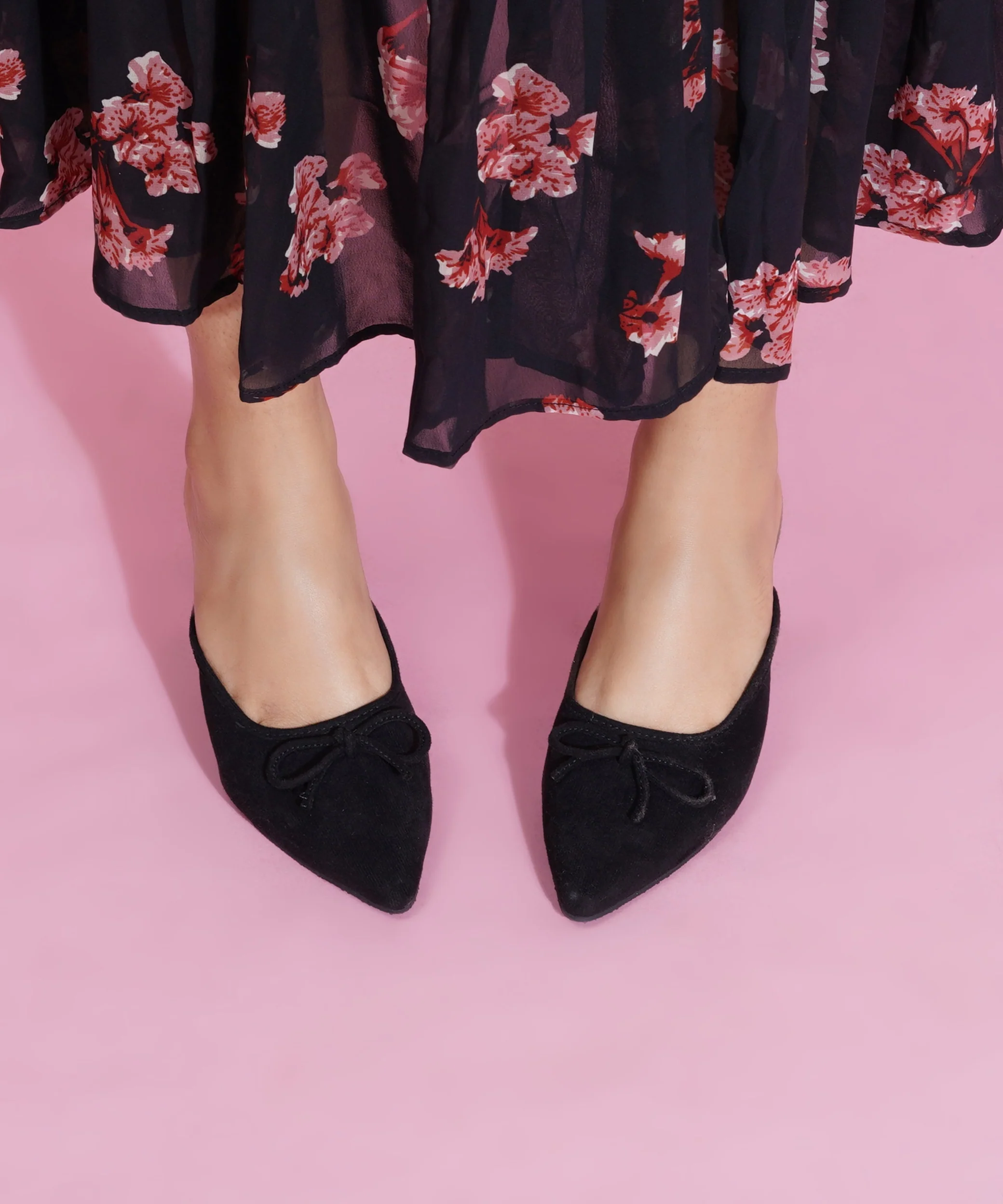 Pointed Toe Bow Kitten Heel Mules for Women Slip-On - Image 4