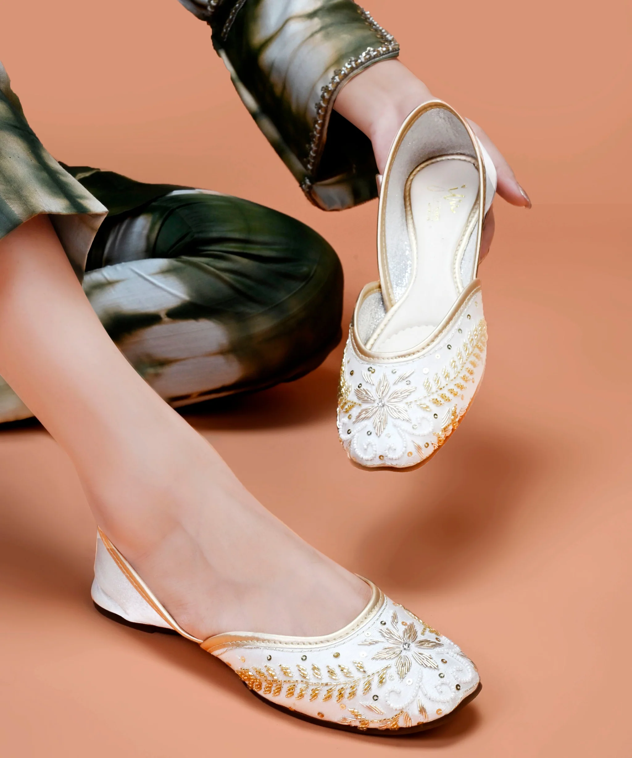 Premium Floral Embroidered Jutti Heels - Image 16