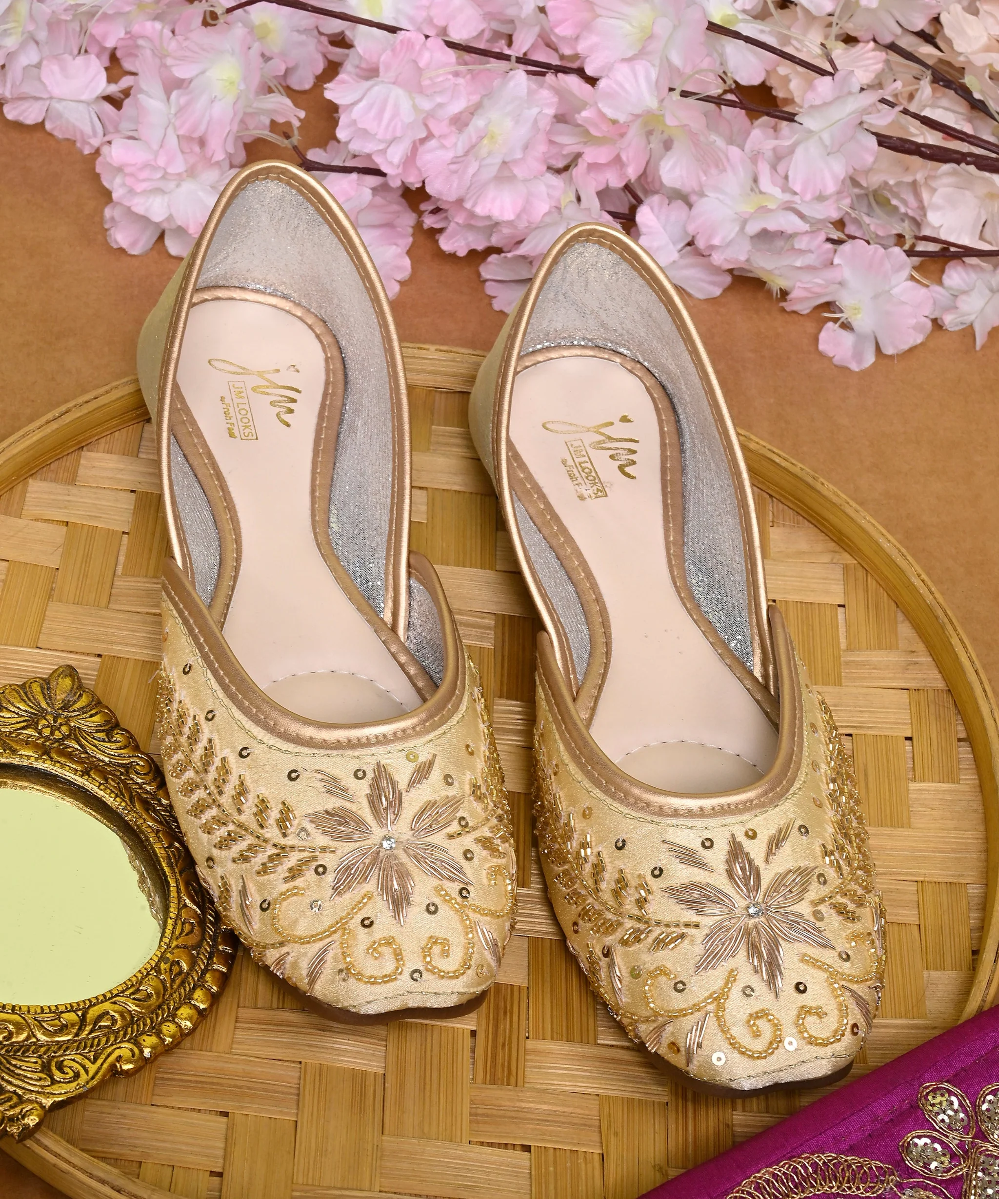 Premium Floral Embroidered Jutti Heels - Image 7
