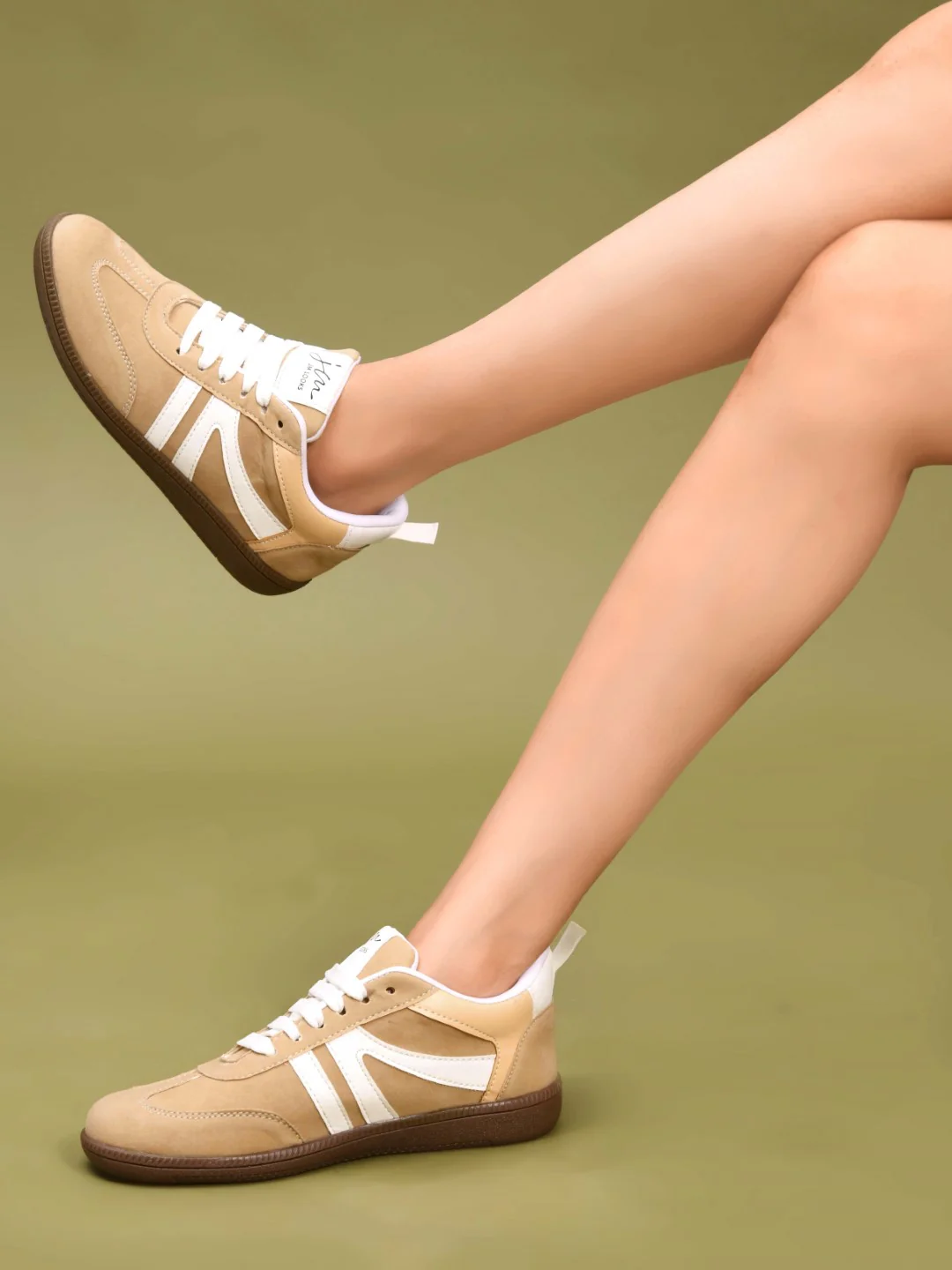 JM Looks Retro Stripe Suede Sneakers - Image 3