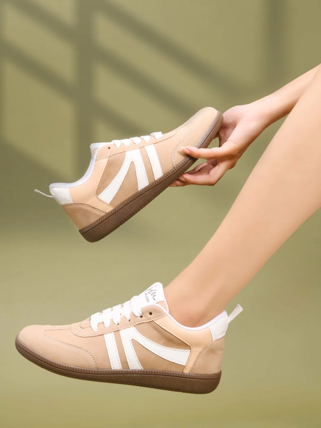 JM Looks Retro Stripe Suede Sneakers - Image 4