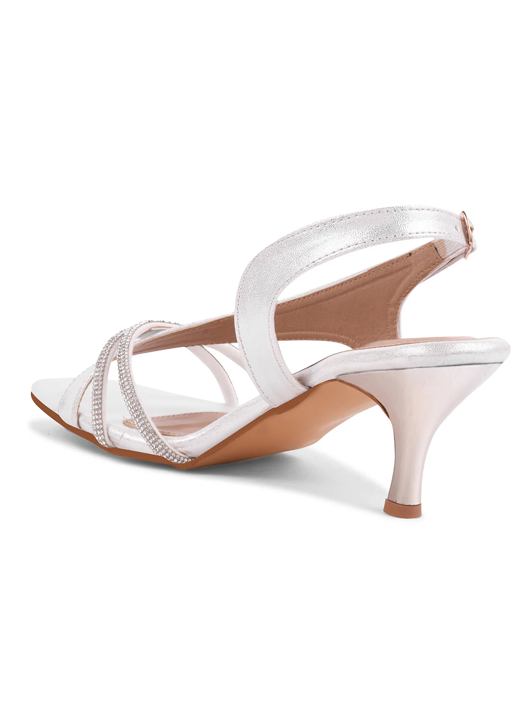 Rhinestone Slingback Kitten Heel Sandals - Image 10