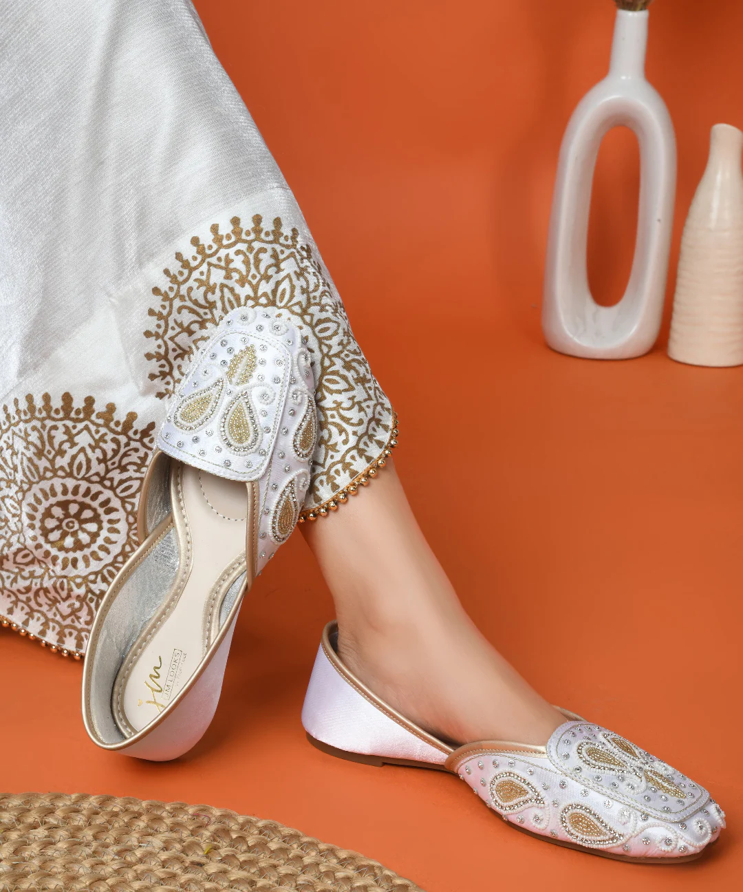 JM Looks Royal Stone & Threadwork Ethnic Juttis - Image 15