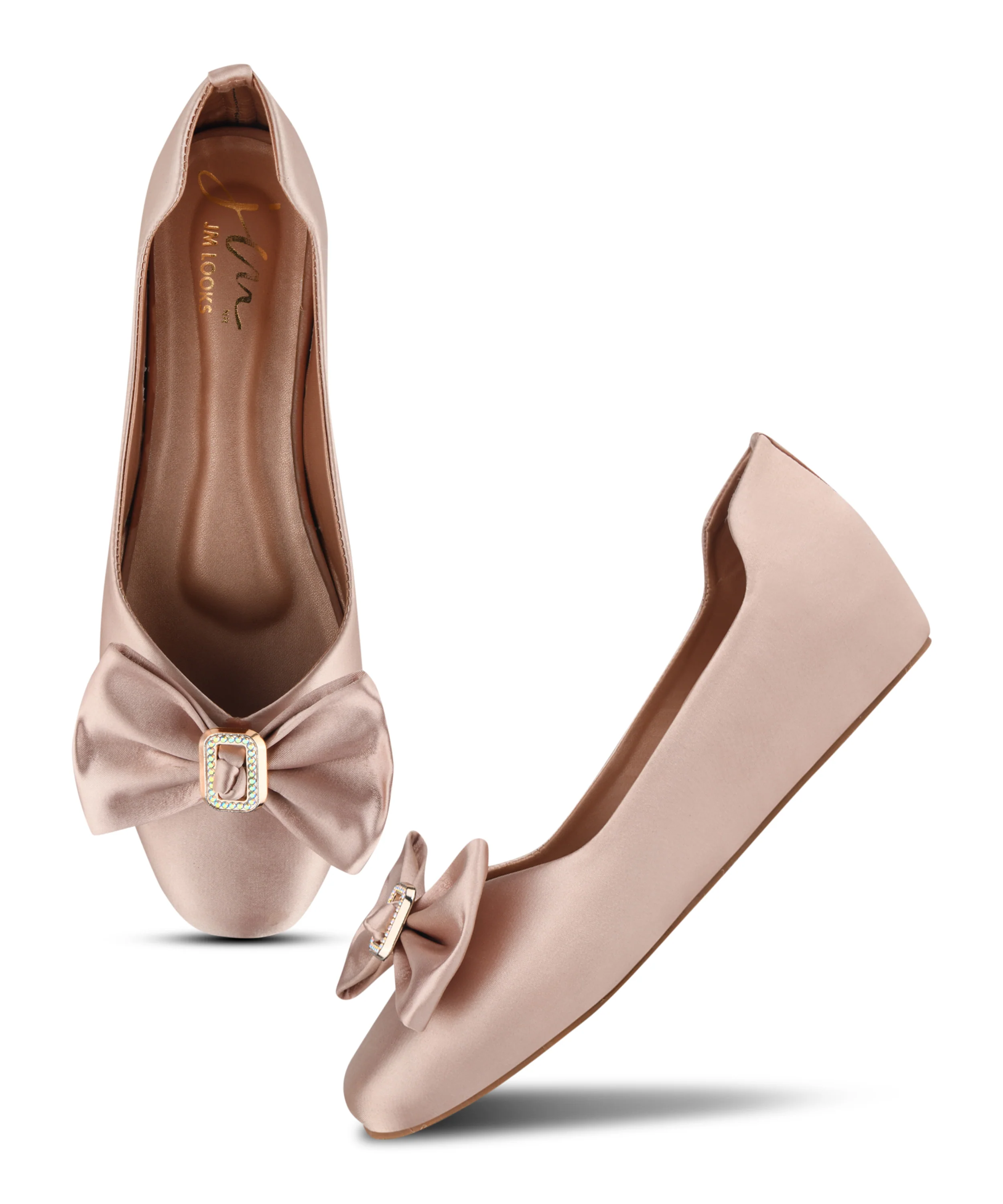 Satin Ballet Flat with Bow & Buckle Detail - Image 11