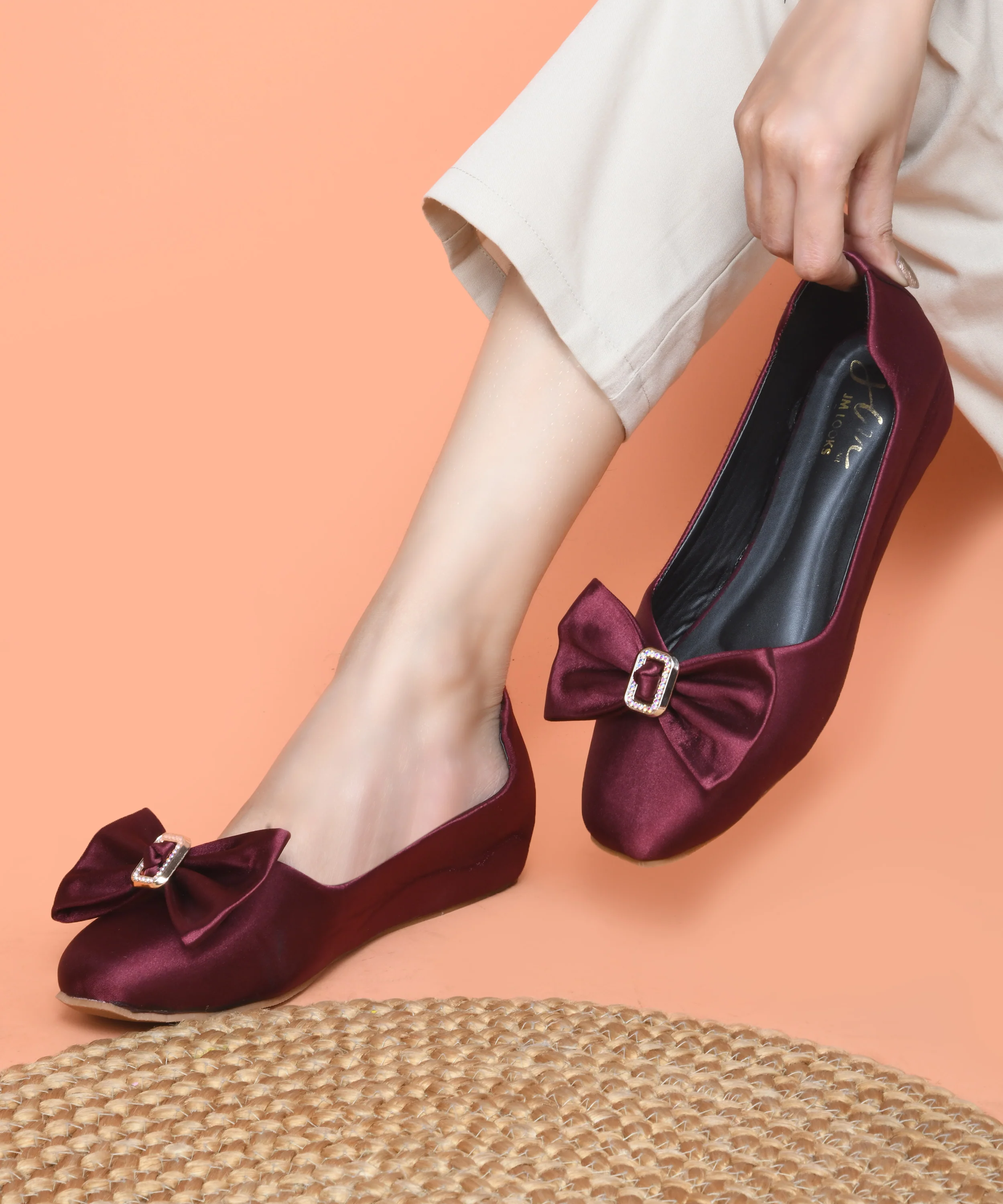 Satin Ballet Flat with Bow & Buckle Detail - Image 16