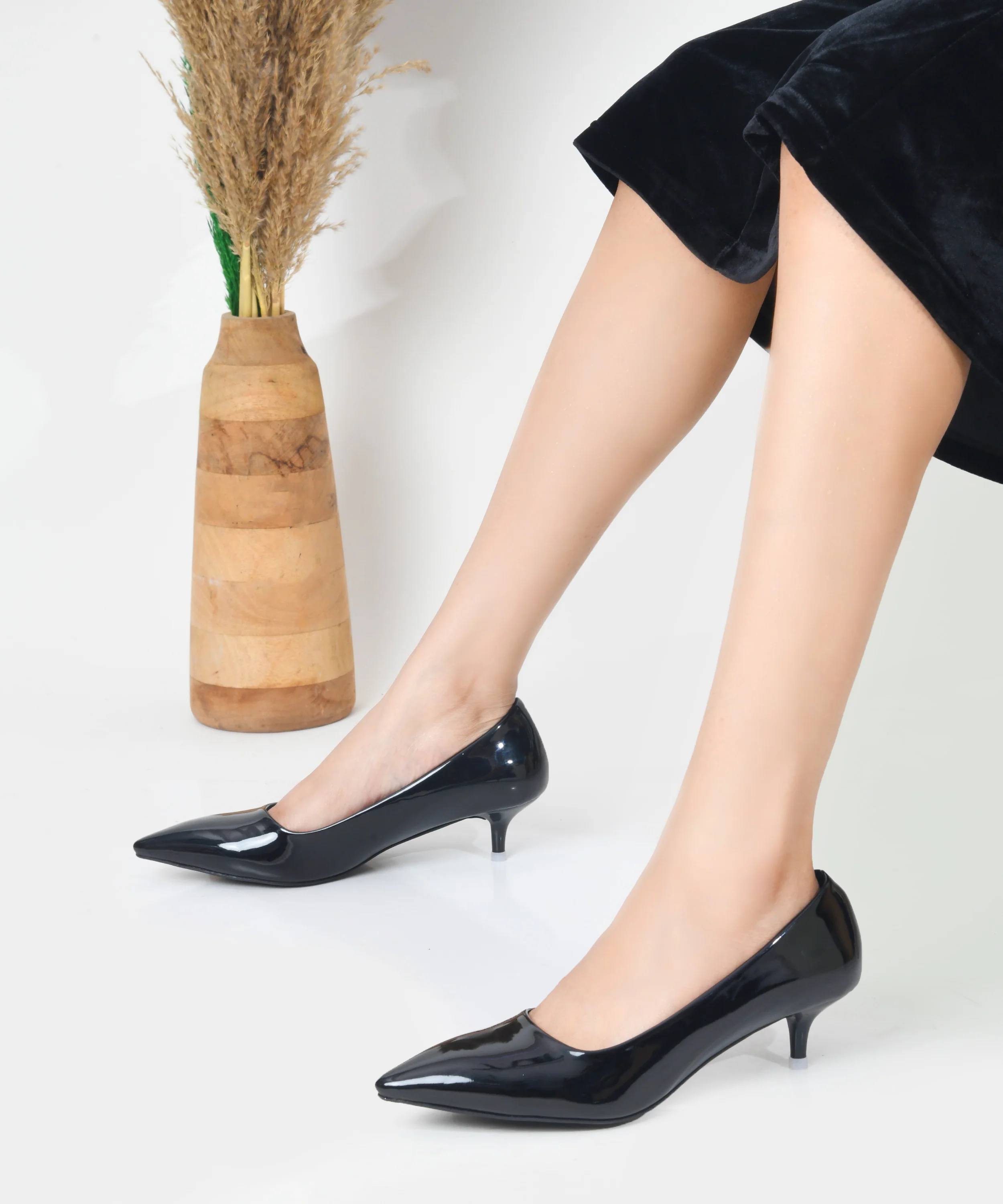 Sculpted Point-Toe Mini Heels