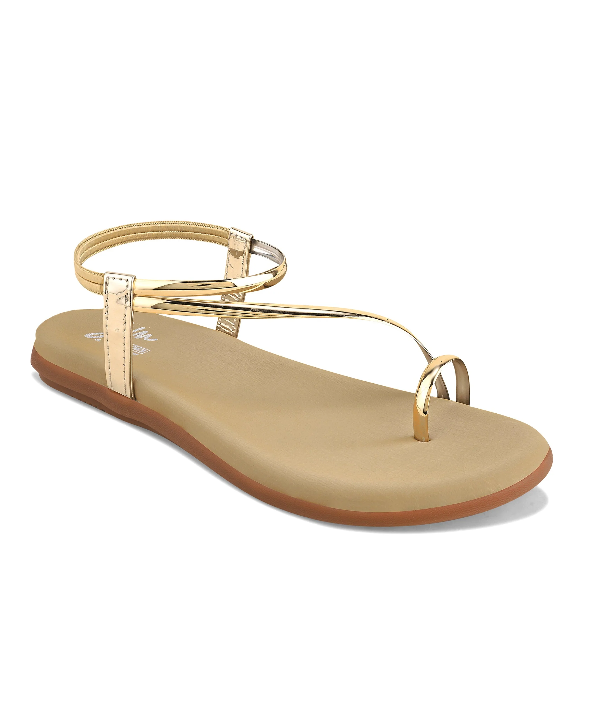 Sleek Golden Strap Comfort Flats - Image 6