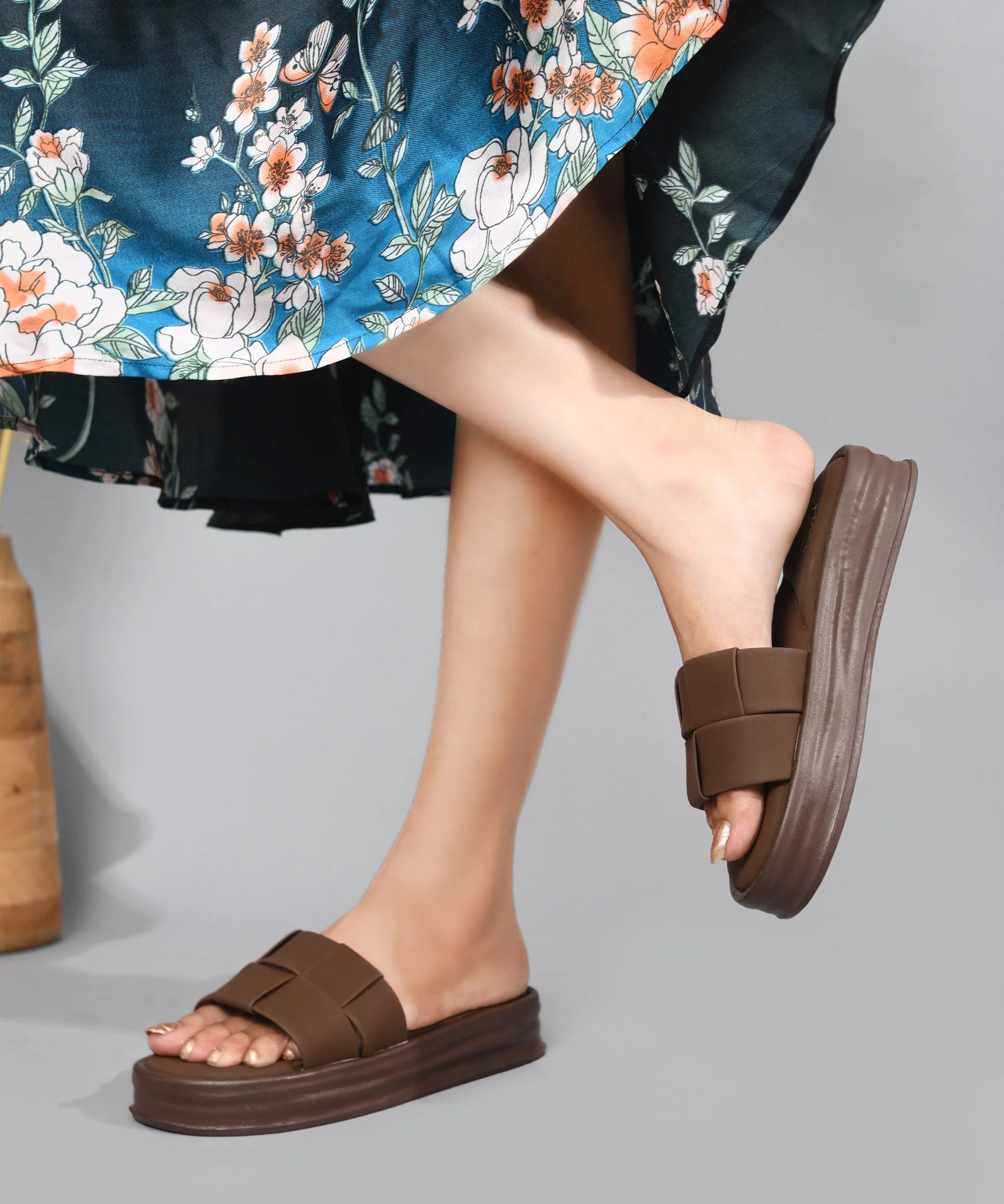 Braided Strap Platform Slide Sandals With Cushioned Footbed For Women - Image 15