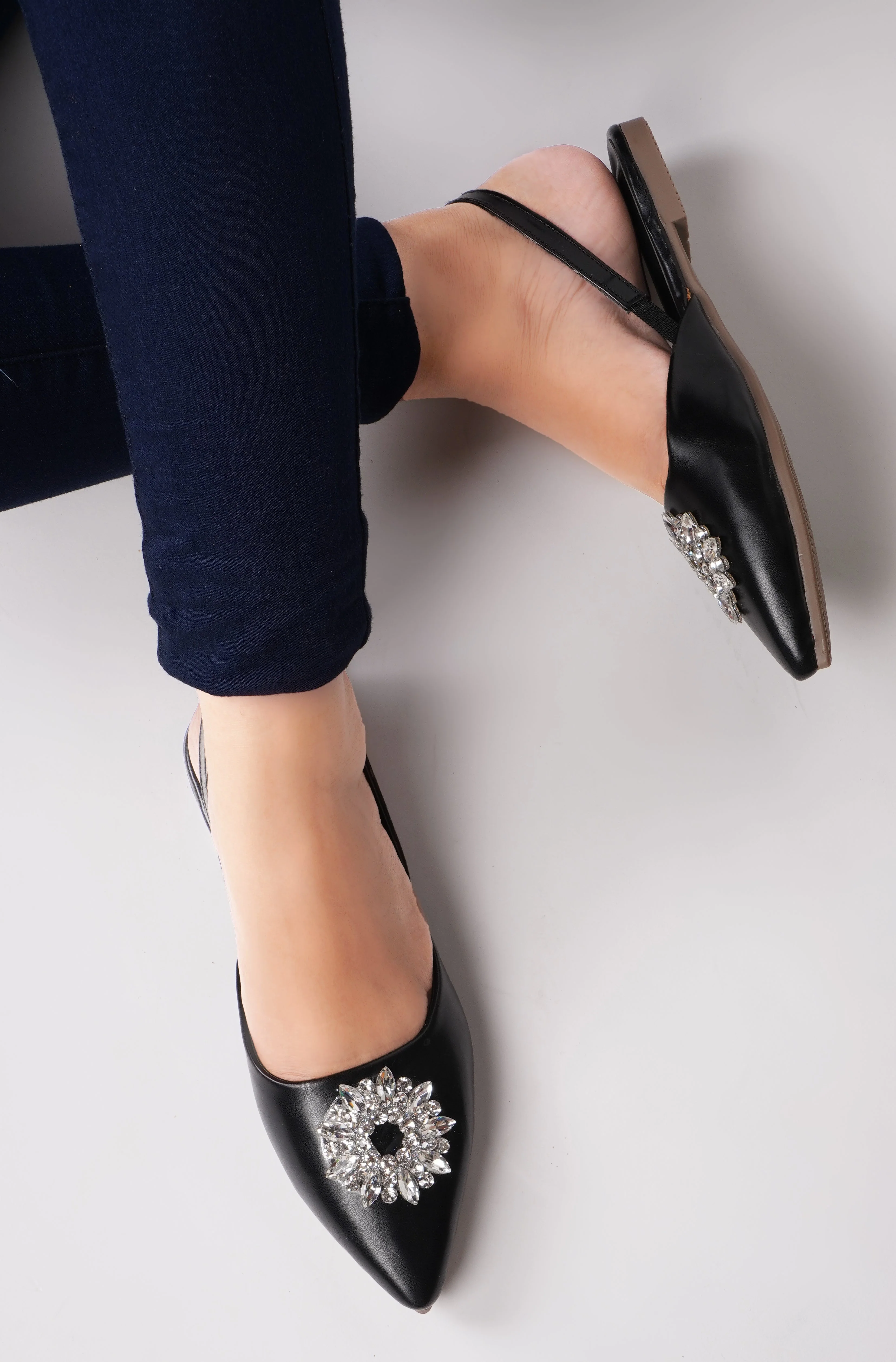JM Looks Flat Sandals With Rhinestones Sling-back Bellie - Image 3