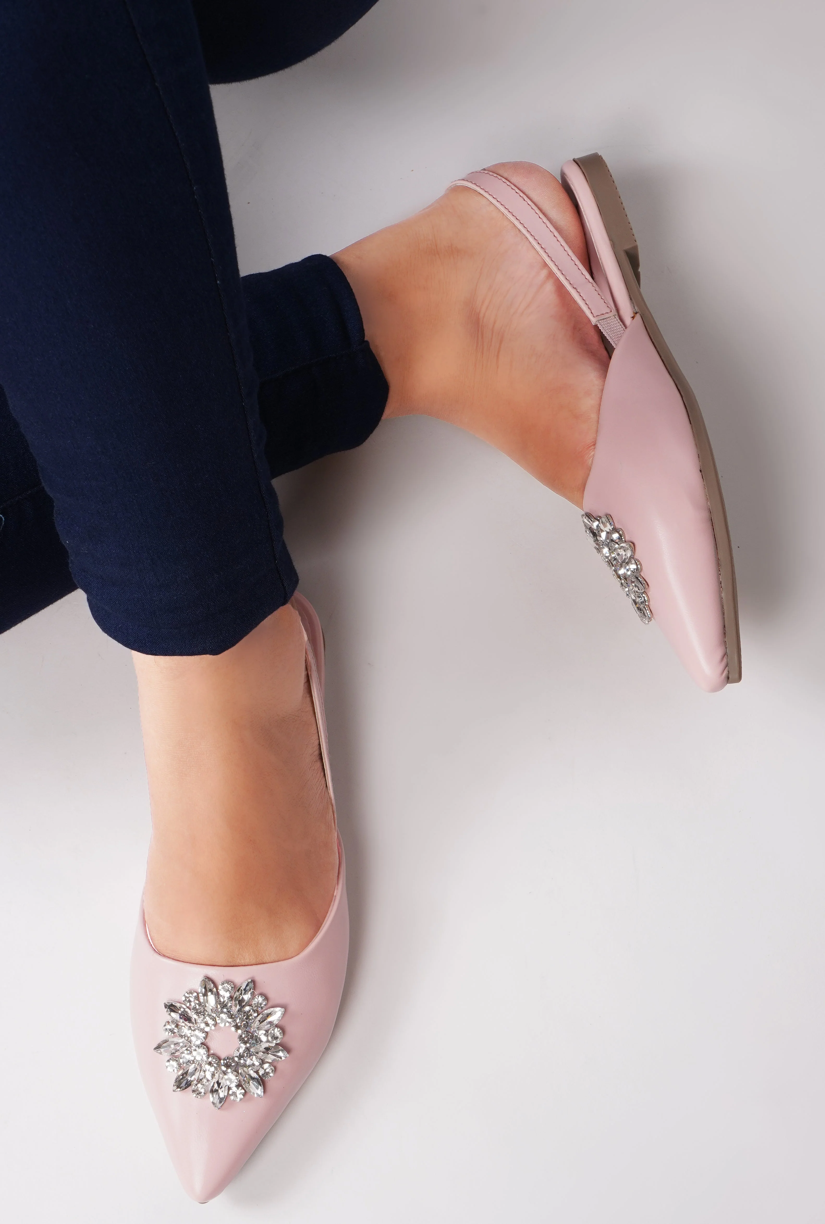 JM Looks Flat Sandals With Rhinestones Sling-back Bellie - Image 9