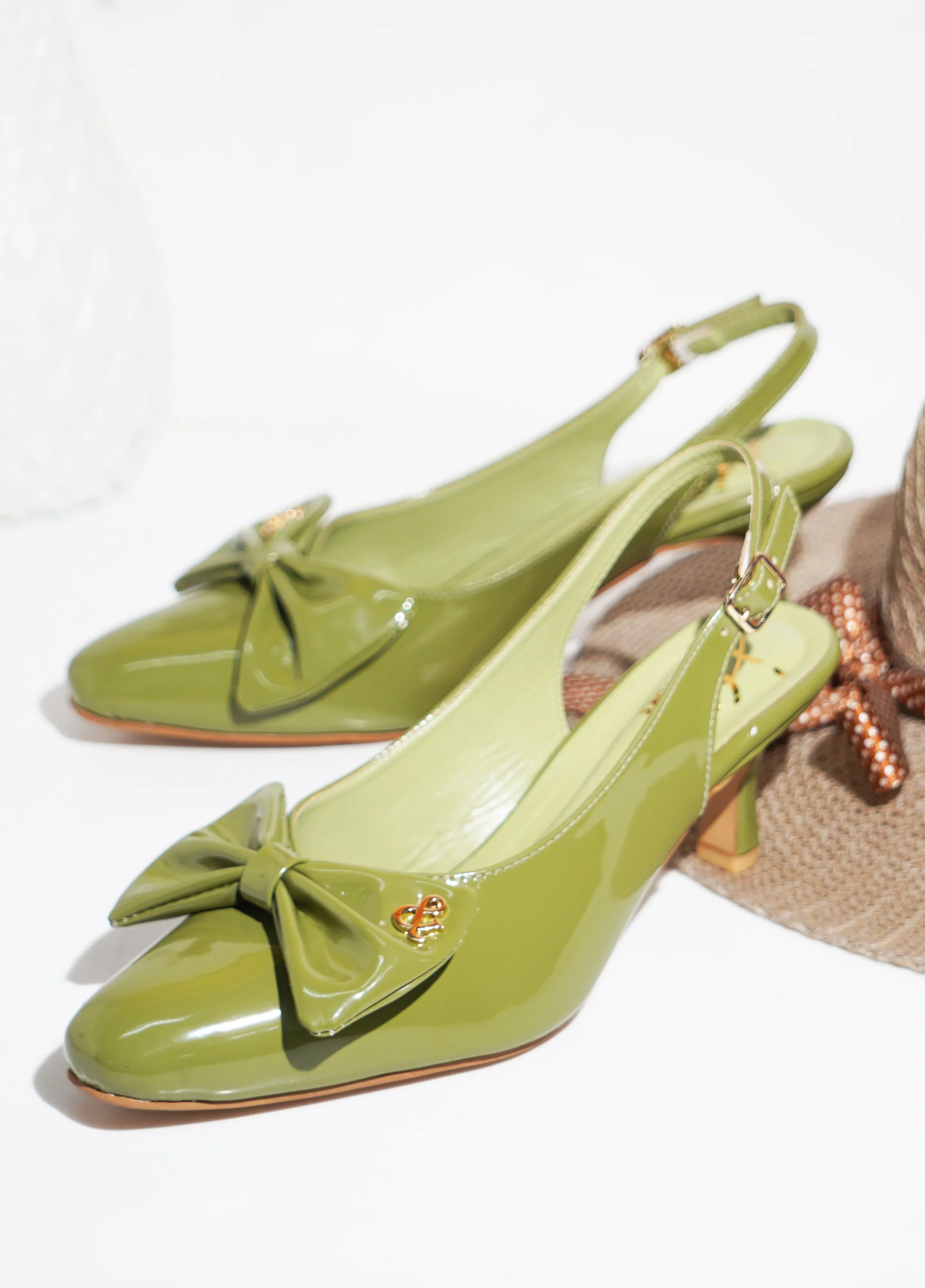 Slingback Bellie Kitten Heels With Bows - Image 8