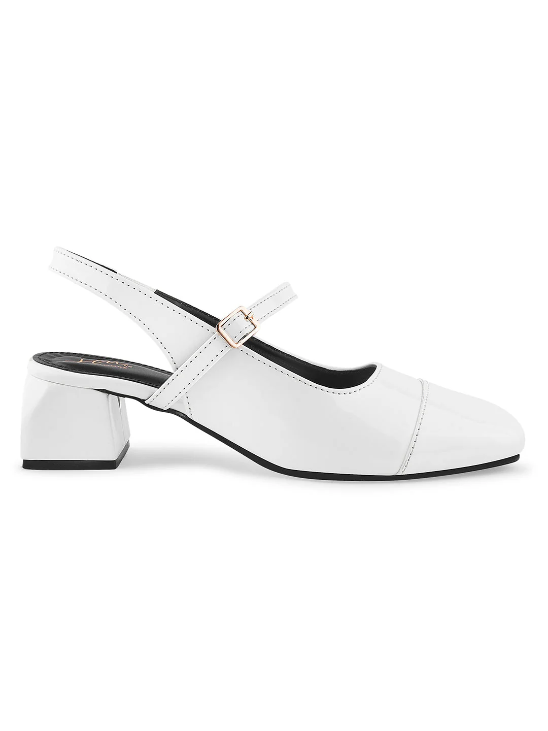 JM Looks Sling-back Glossy Block Heels With Buckle - Image 17